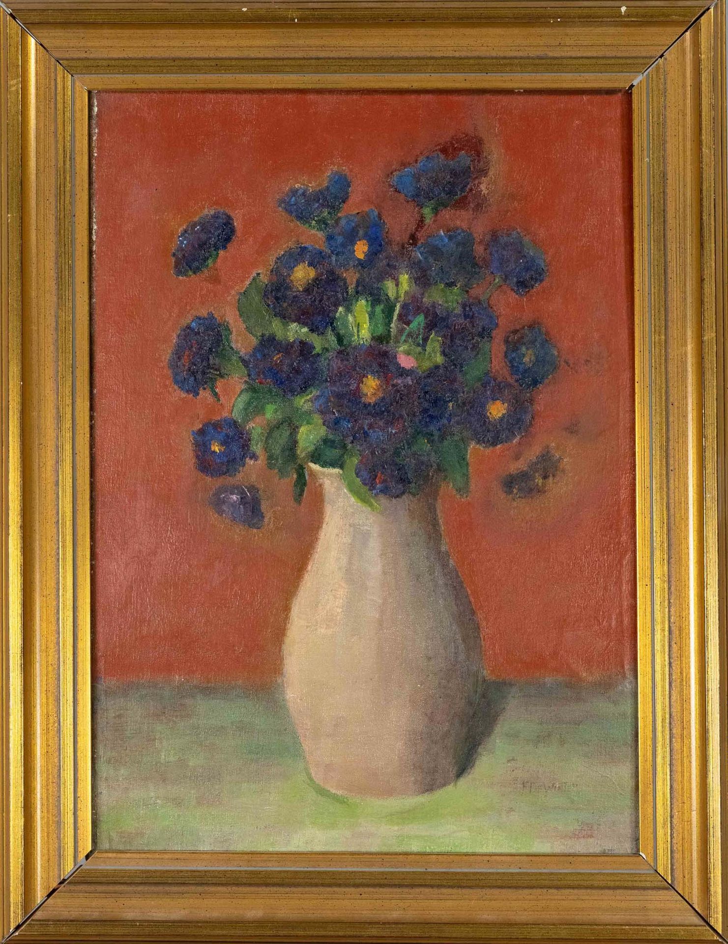 Null F. De Winter, mediados del siglo XX, bodegón con flores, óleo sobre lienzo,&hellip;