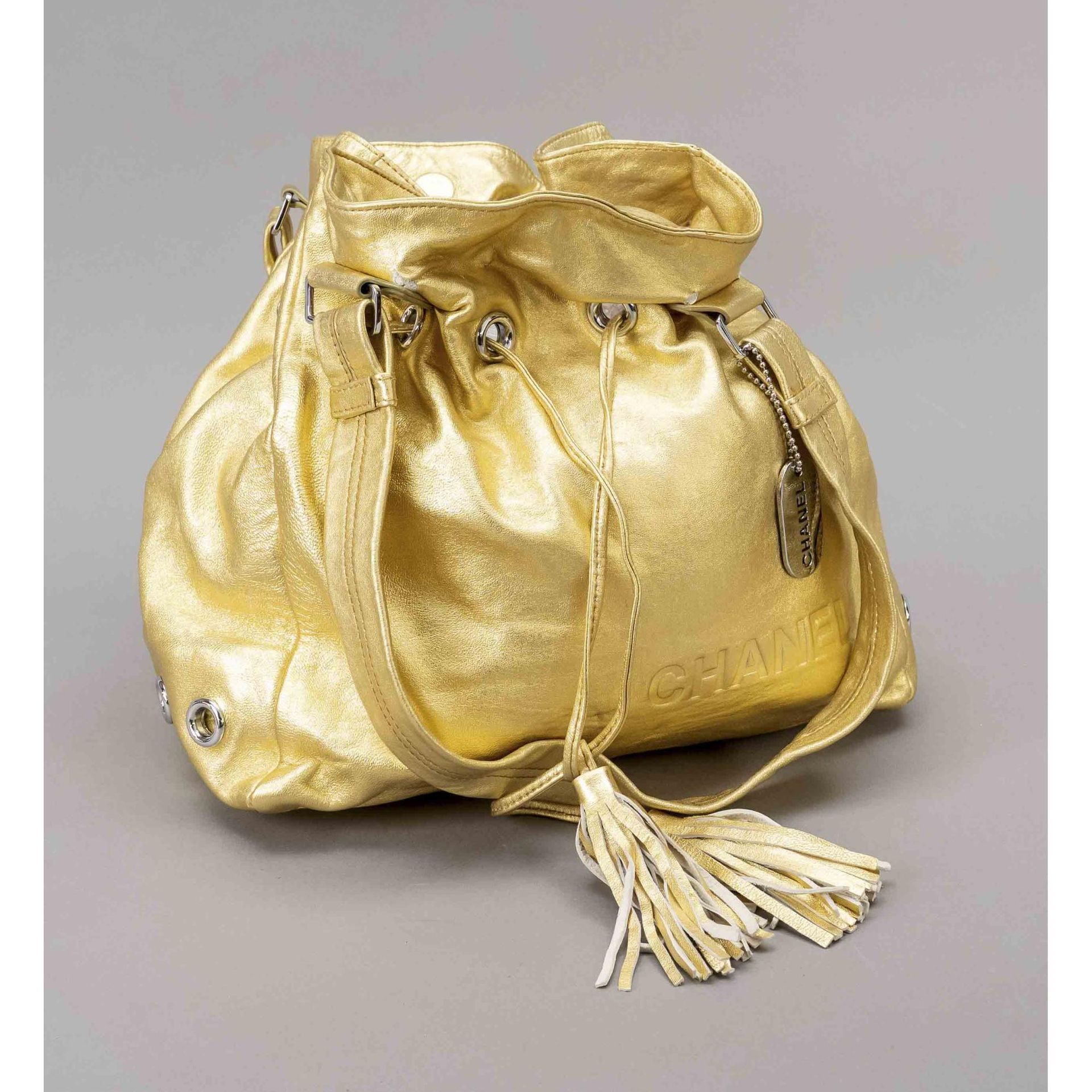 Chanel, Golden Vintage Bucket Bag, gold-tone coated soft…