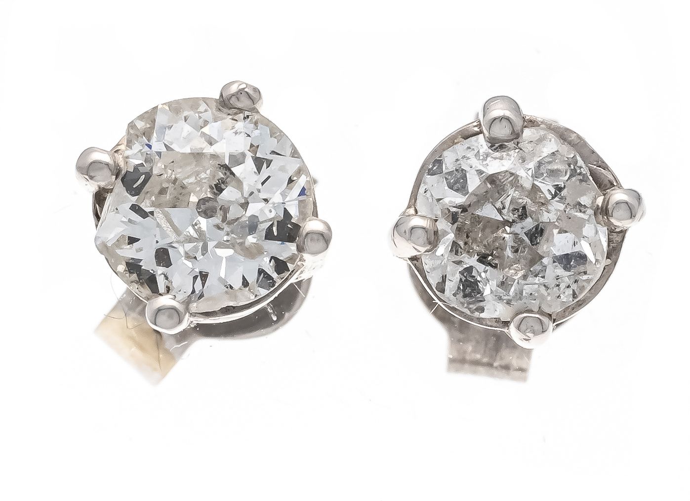 Null Old cut diamond stud earrings WG 585/000 with 2 old cut diamonds, l.Tinted &hellip;