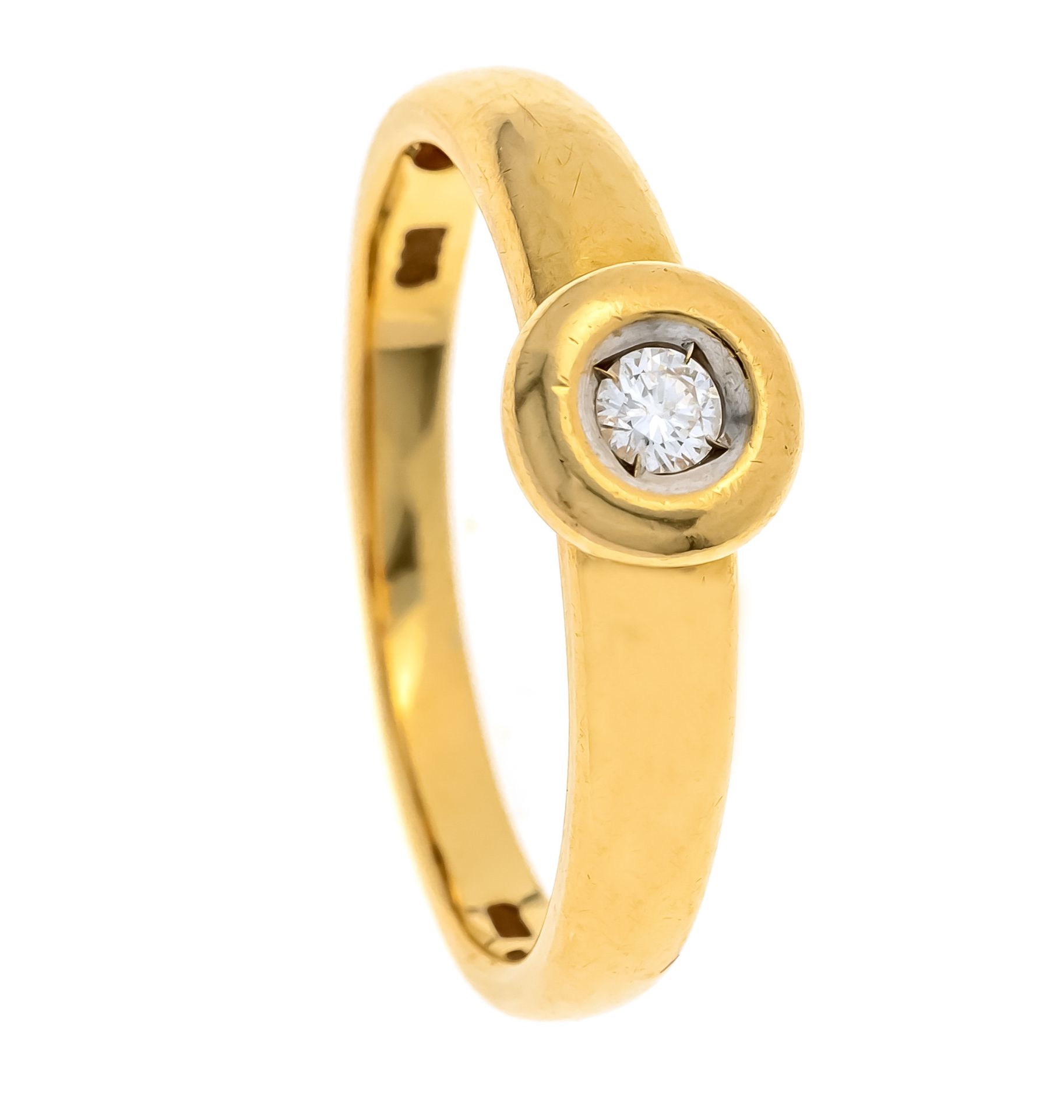 Null Solitärring Juwelier Christ GG 585/000 mit Diamant 0,10 ct W/IF, RG 58, CHR&hellip;