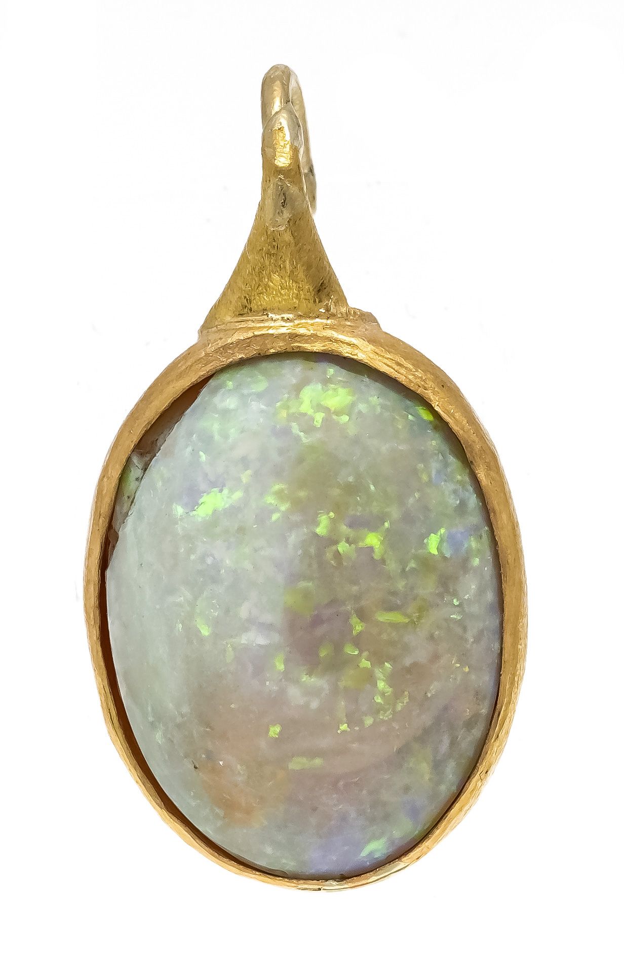 Null Opal-Anhänger GG 750/000 mattiert, mit einem ovalen Milopal-Cabochon 14,5 x&hellip;