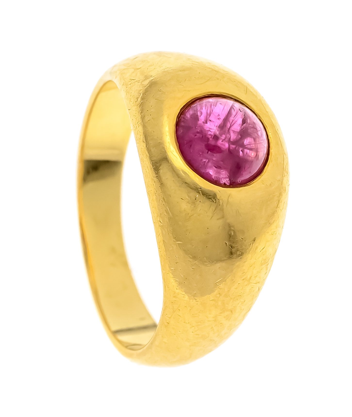 Null Ruby ring GG 750/000 with one round ruby cabochon 5,5mm, red, translucent, &hellip;