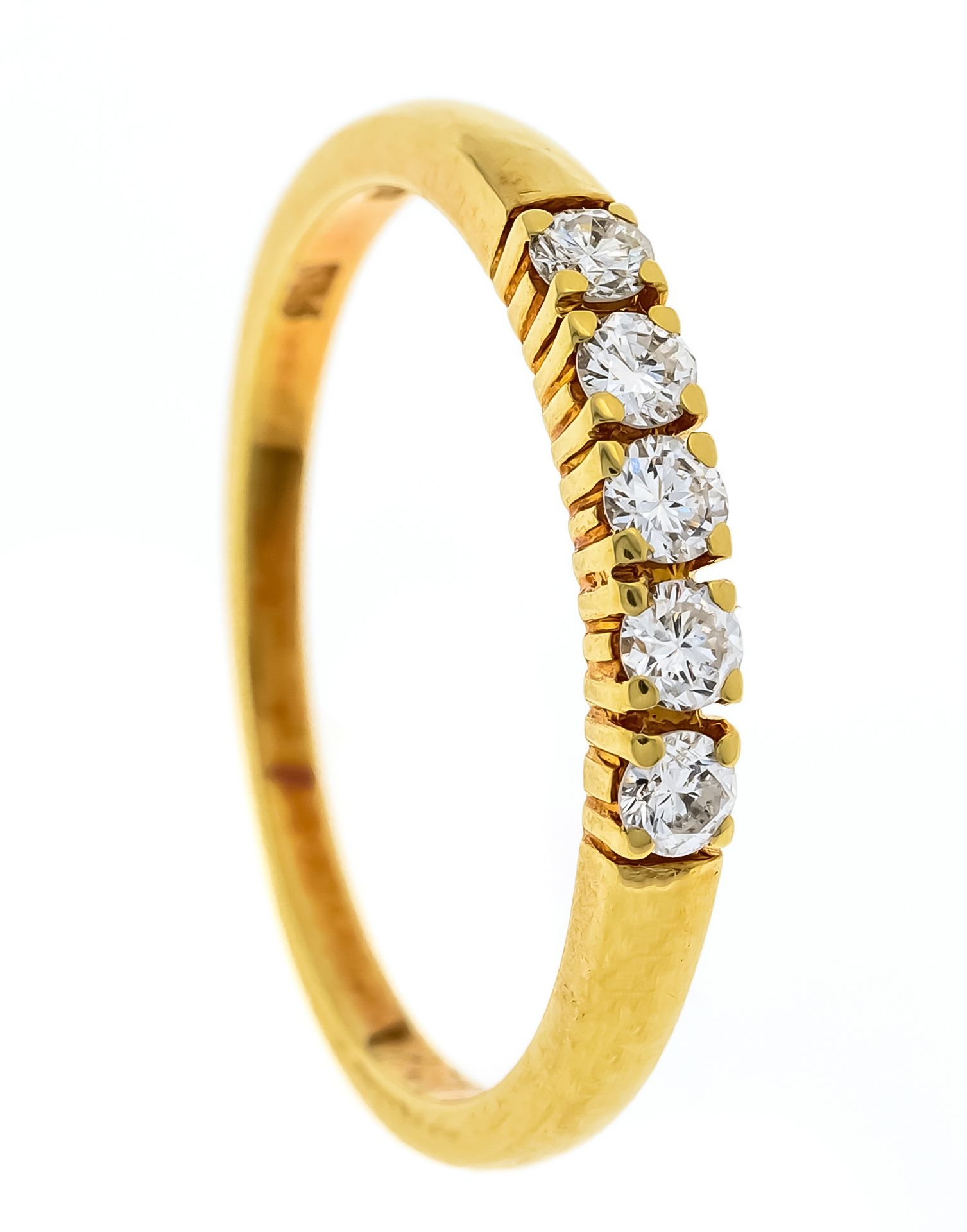 Null 明亮的戒指GG 585/000，有5颗明亮式切割钻石，每颗0.28克拉W/SI，RG 55，2.2克