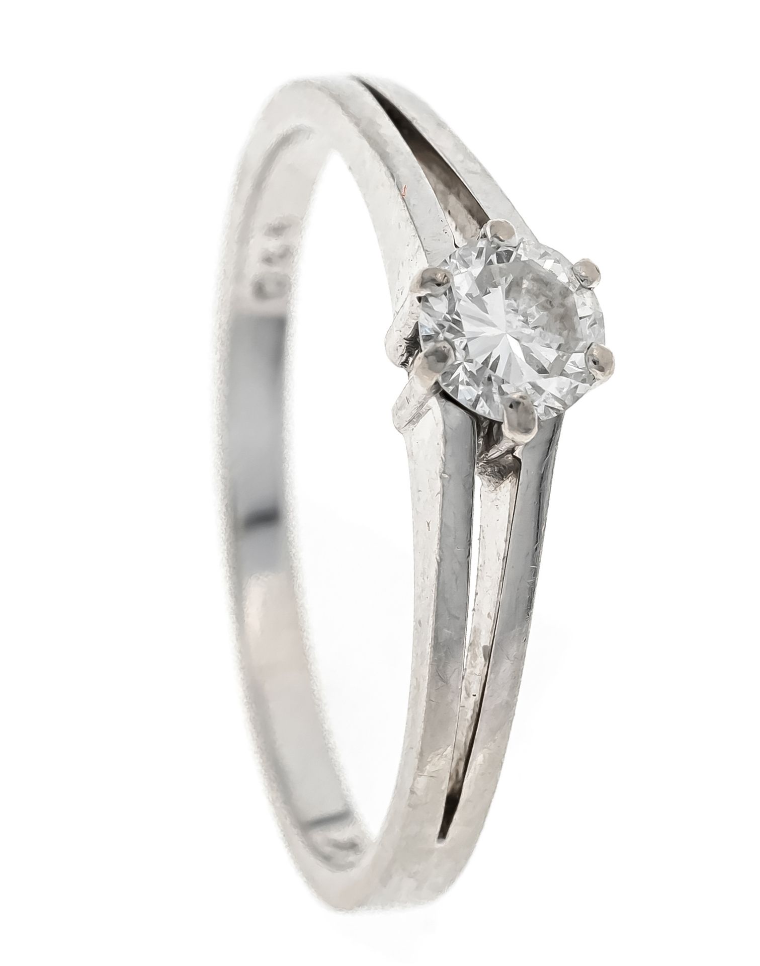 Null Solitärring WG 750/000 mit einem Diamanten 0,46 ct W/VVS (Karat gestempelt)&hellip;