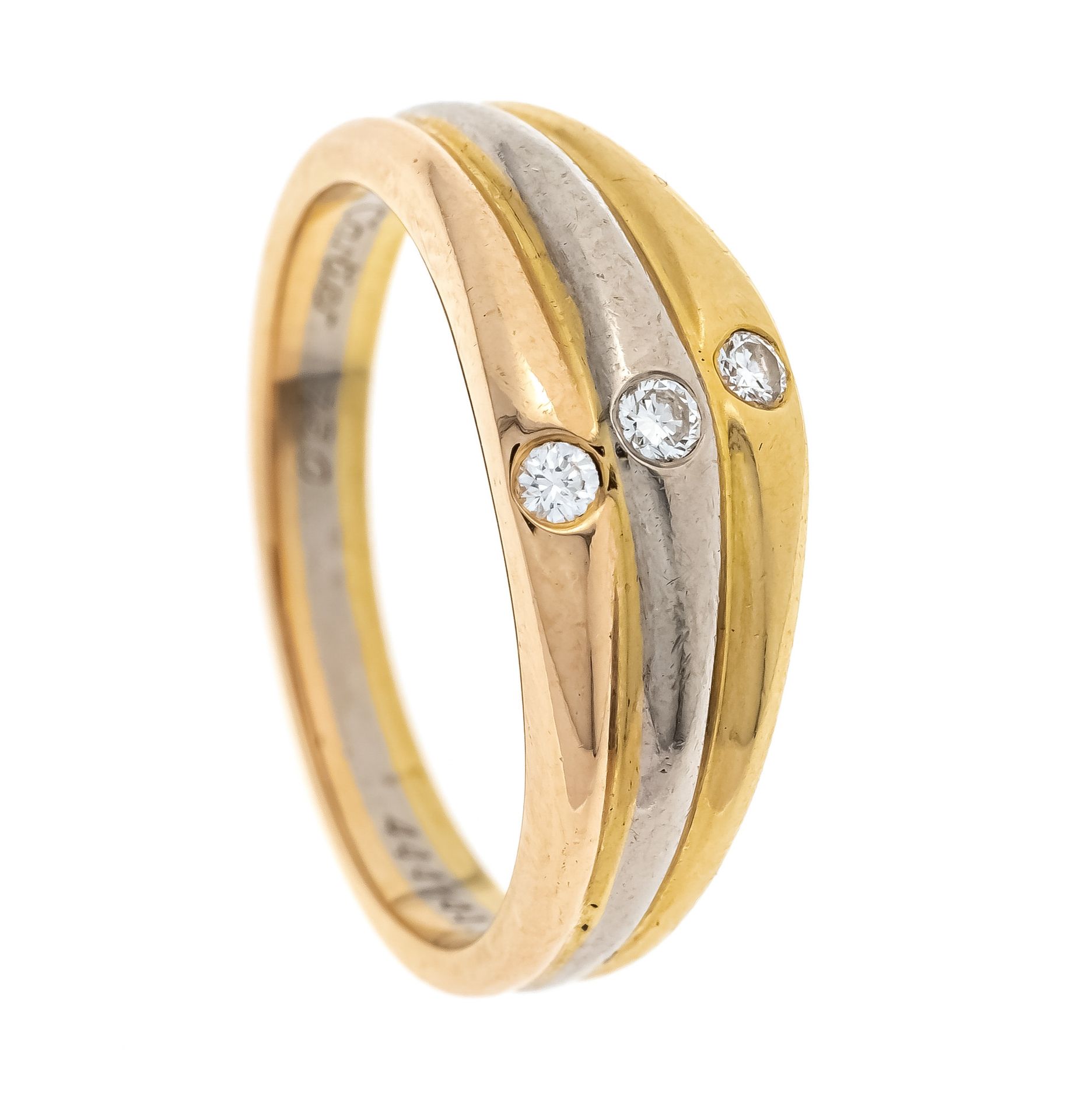 Null Cartier tricolor diamond ring WG/GG/RG 750/000 with 3 brilliant-cut diamond&hellip;