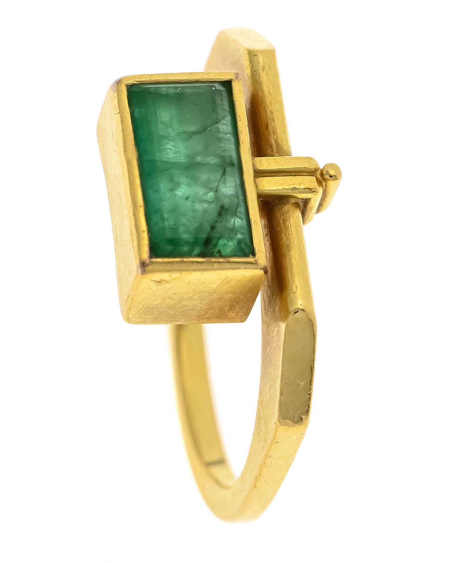 Null Emerald ring GG 750/000 with one baguette cut emerald 9 x 5 mm (slightly bu&hellip;