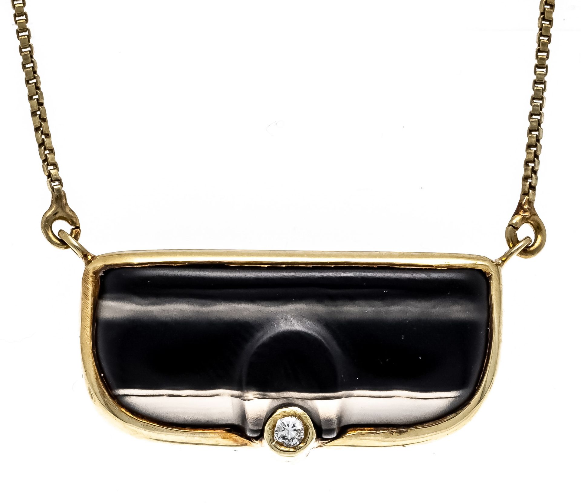 Null Quartz diamond clutch bag necklace GG 585/000 with a cut quartz element 20 &hellip;