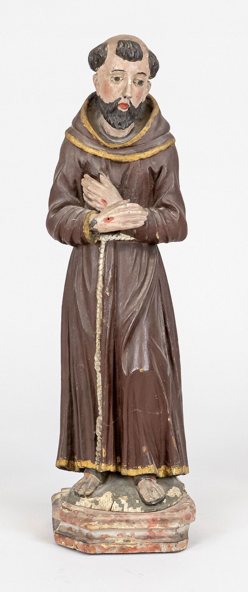 Null 18th century woodcarver, devotional figure of St. Francis of Assisi with st&hellip;