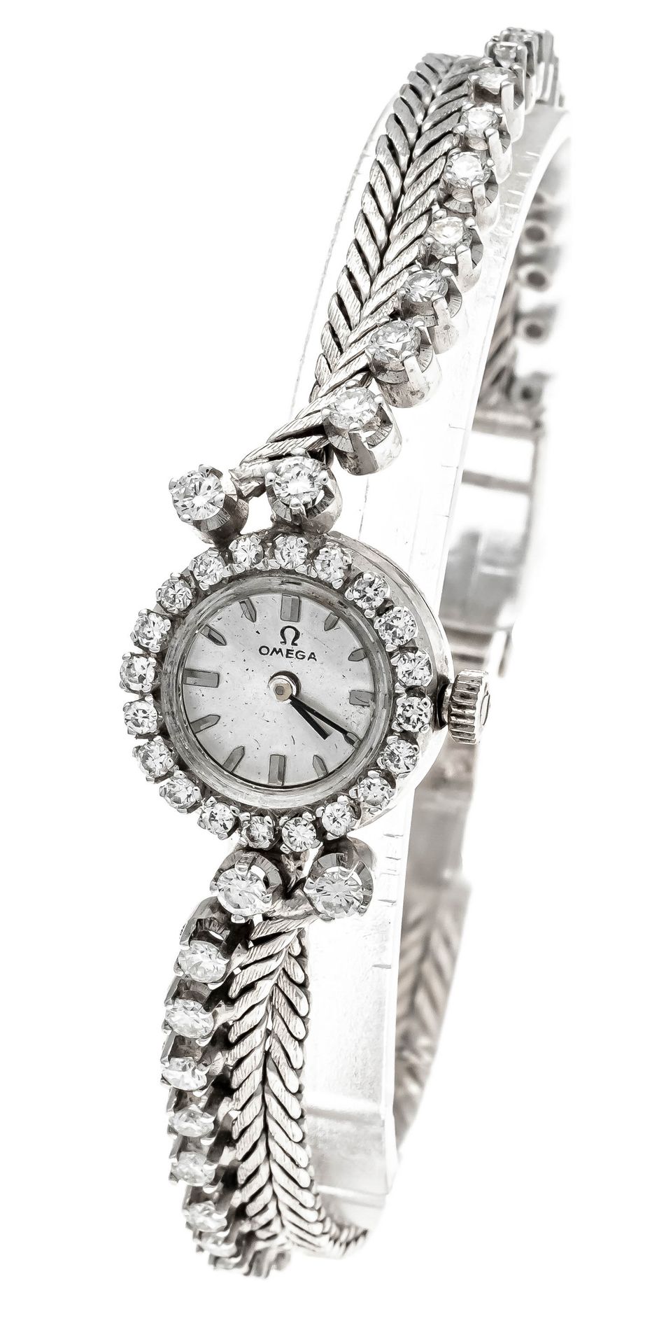 Null Montre Omega Brilliant Ladies en or blanc, 750/000WG, boîtier et bracelet o&hellip;
