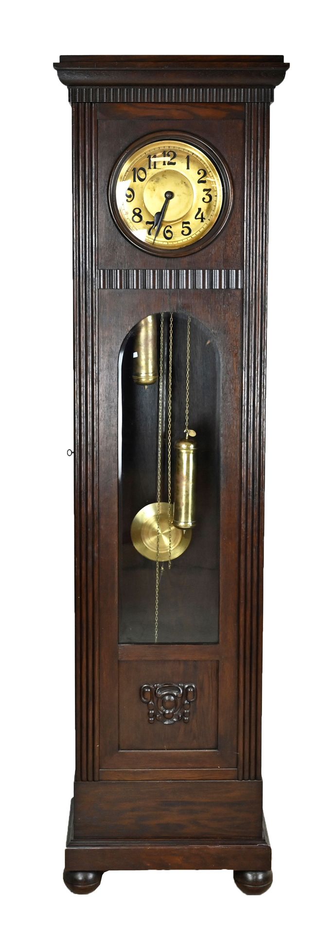 Null Grandfather clock dark stained, around 1900, with different fluting, carvin&hellip;