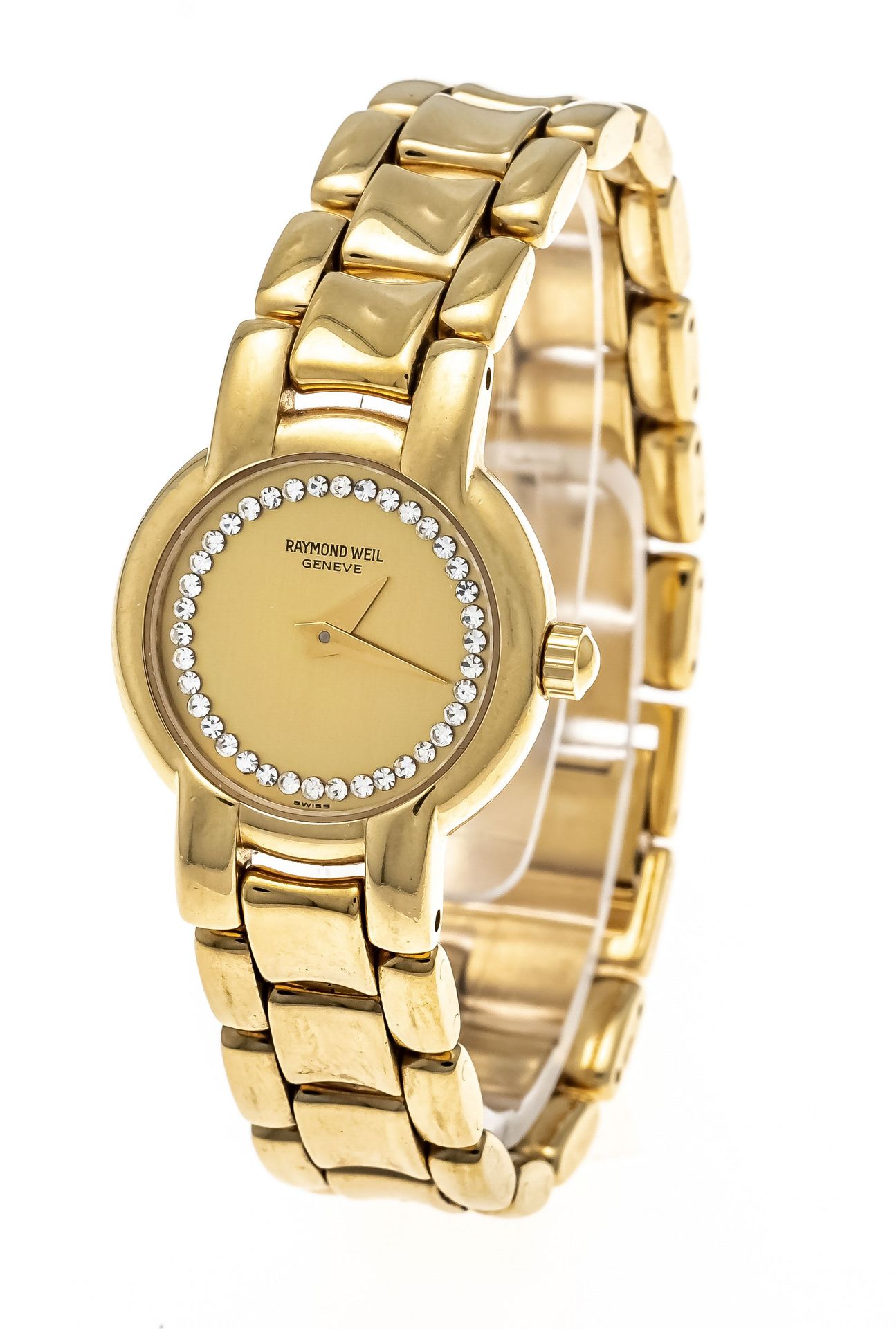 Null Ladies quartz watch Raymond Weil, Ref. 3740-1, gold dial with similies ston&hellip;
