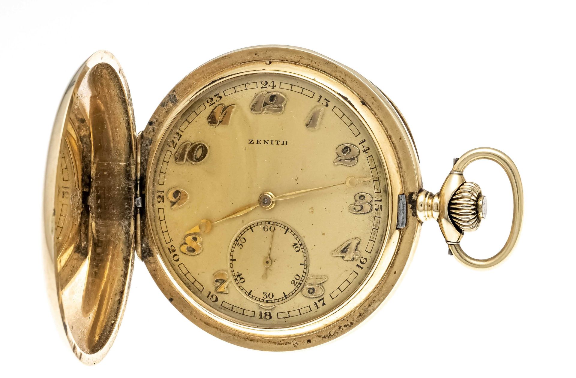 Null Reloj Zenith de tapa saltante para caballero, 585/000 GG, oro de 3 tapas, c&hellip;