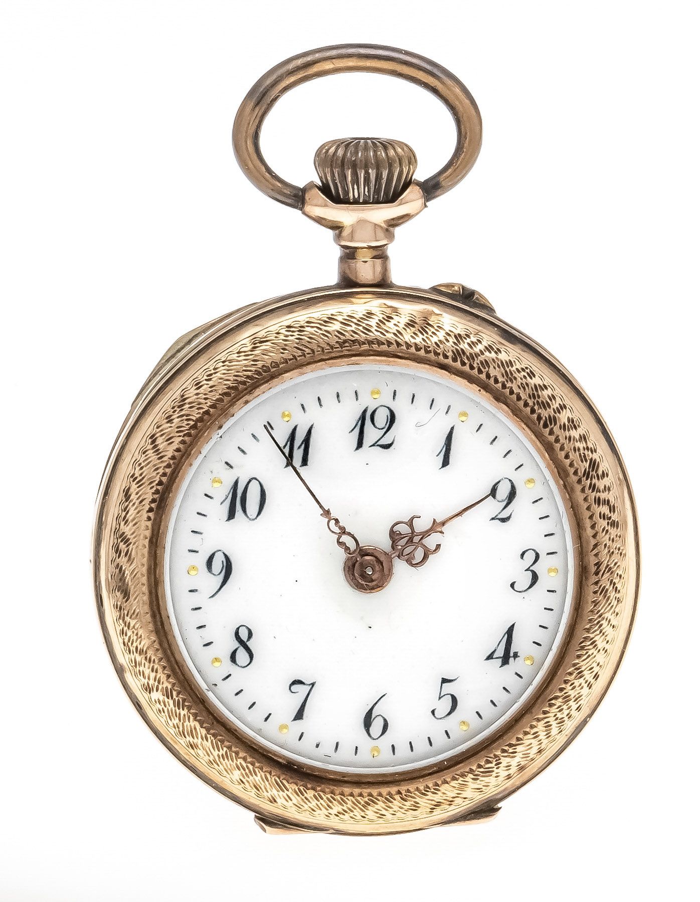 Null open ladies pocket watch, 333/000 GG tested, 1 cover gold, back with floral&hellip;