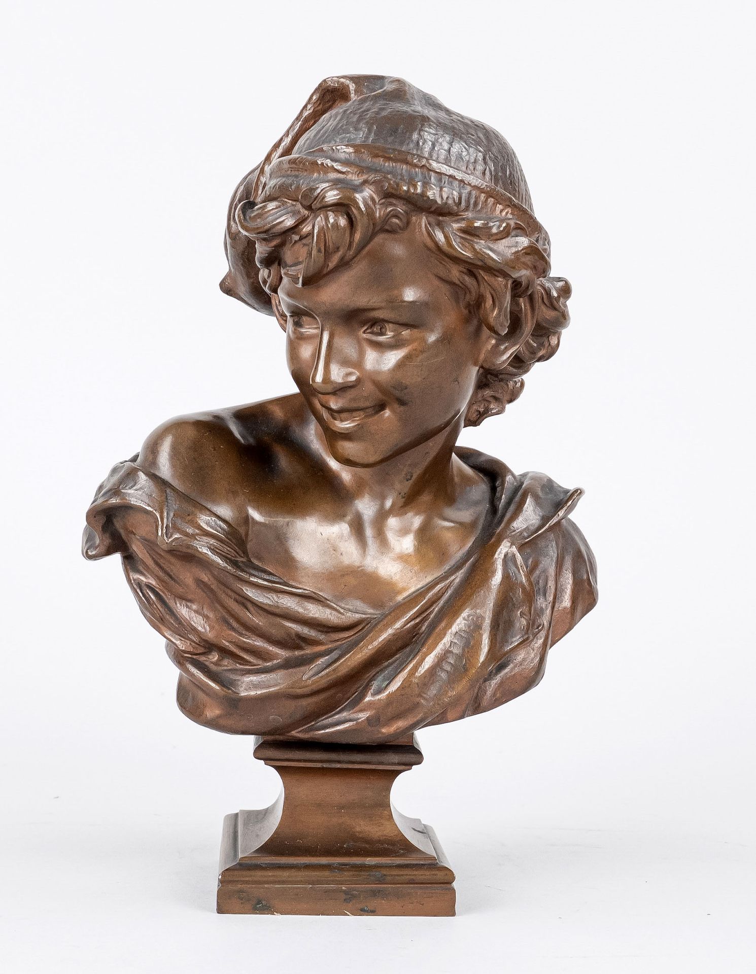 Null Jean-Baptiste Carpeaux (1827-1875) d'après, buste d'un garçon portant un bo&hellip;