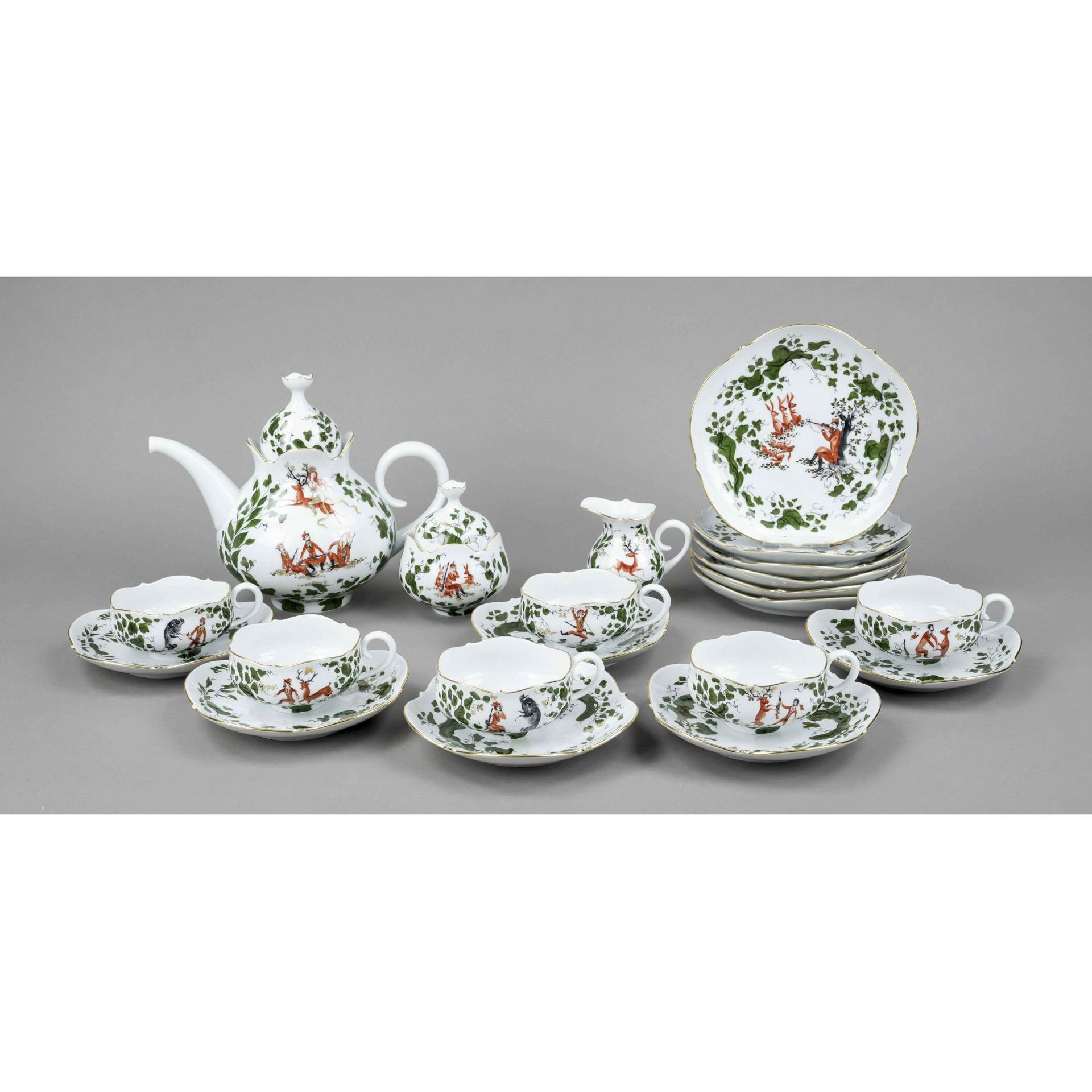Null Tea set for 6 persons, 21 pieces, Meissen, end of 20th century, 1st choice,&hellip;