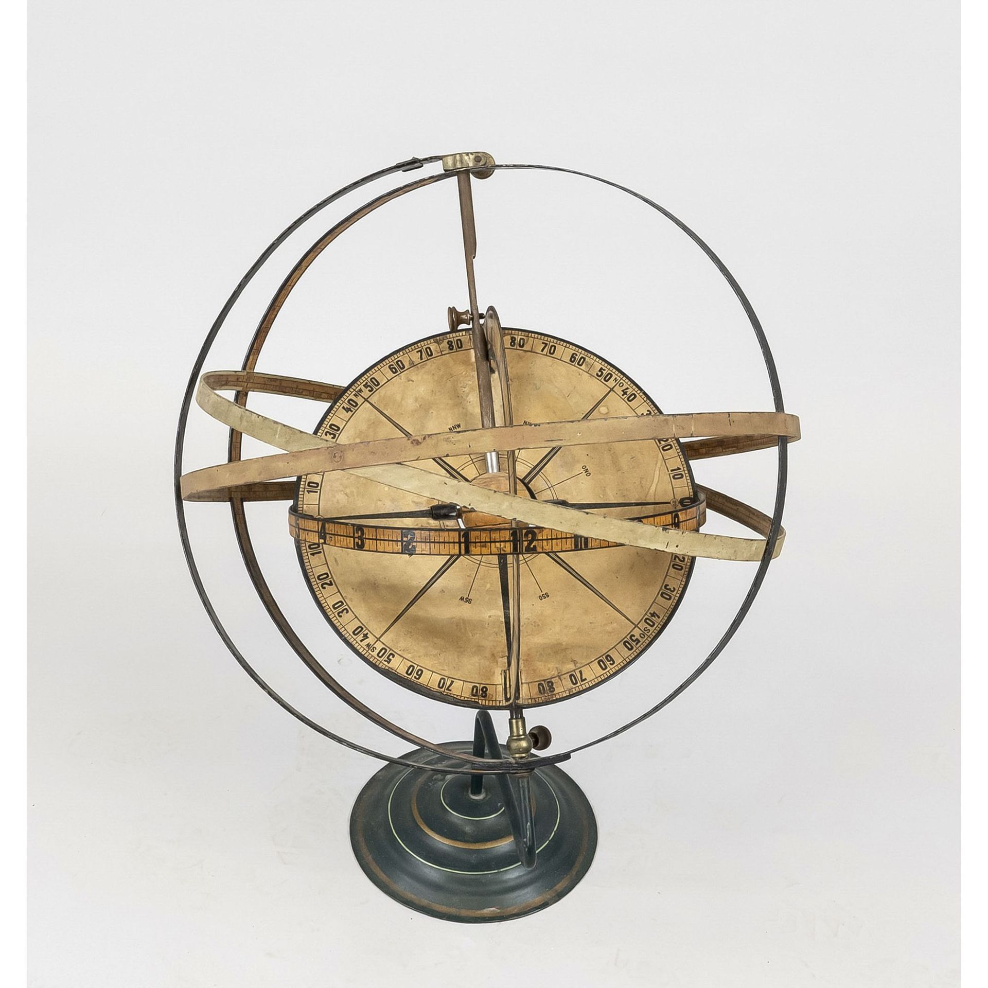 Null 浑天仪/球形星盘，大概 19 世纪晚期，铁质，多色涂漆，带鳞片，略有摩擦，高约 60 厘米