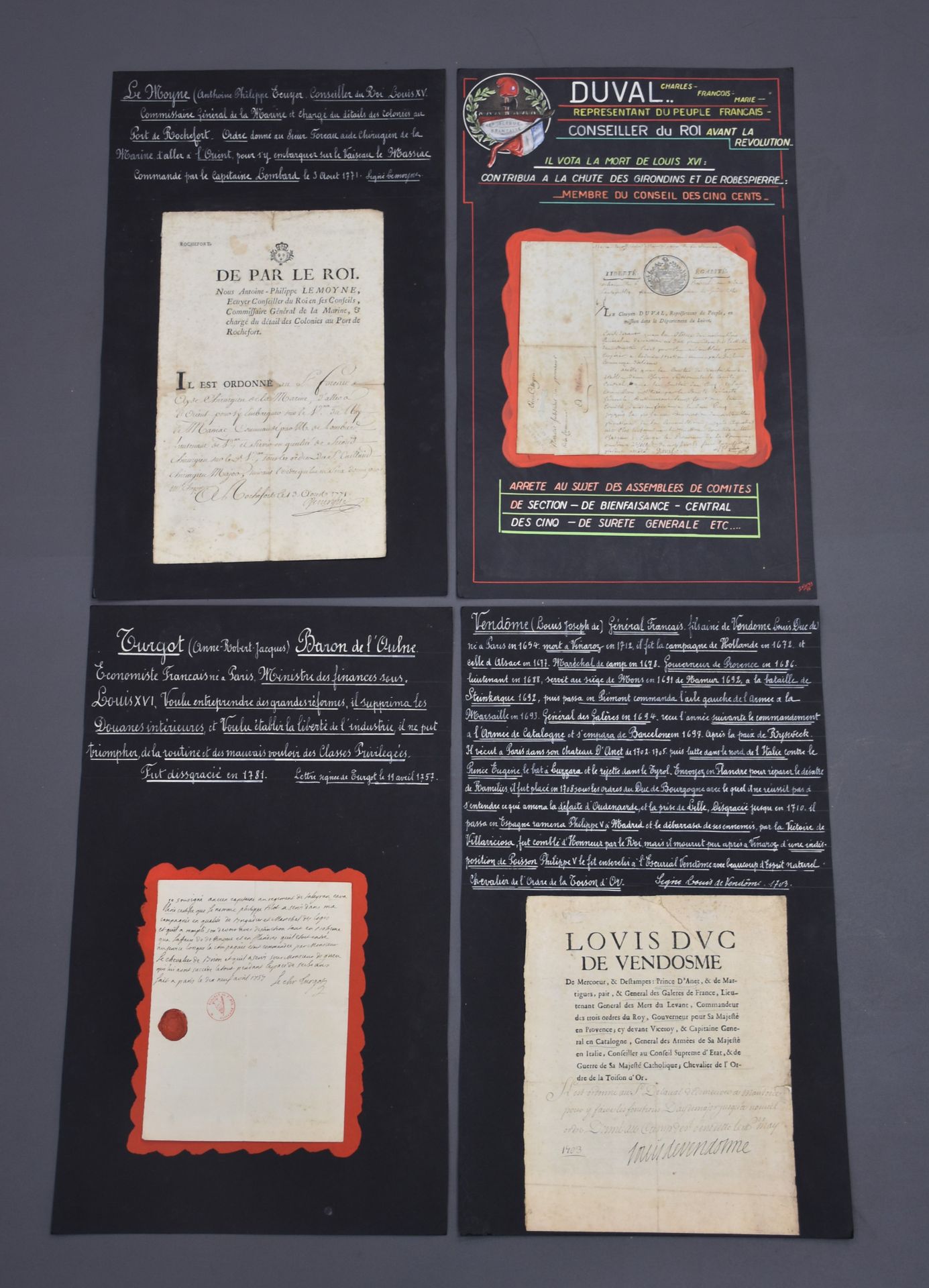 Null Lote de 4 cartas manuscritas siglo XVIII. Turgot , Barón de l'Aulne Fechado&hellip;