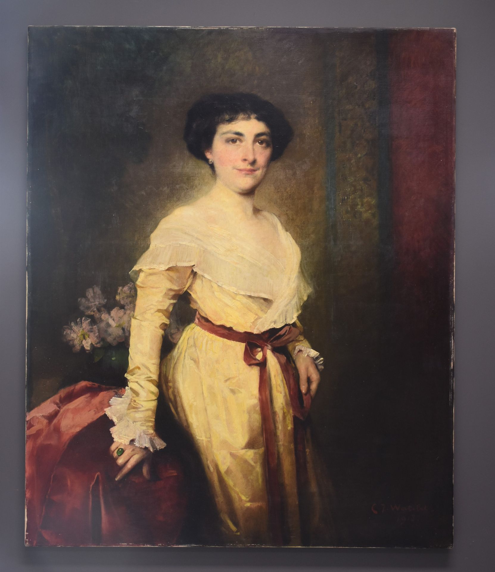 Charles Joseph Watelet (1867-1954). 查尔斯-约瑟夫-瓦特莱（1867-1954）。签署于1913年的一位优质女士的肖像。尺寸&hellip;