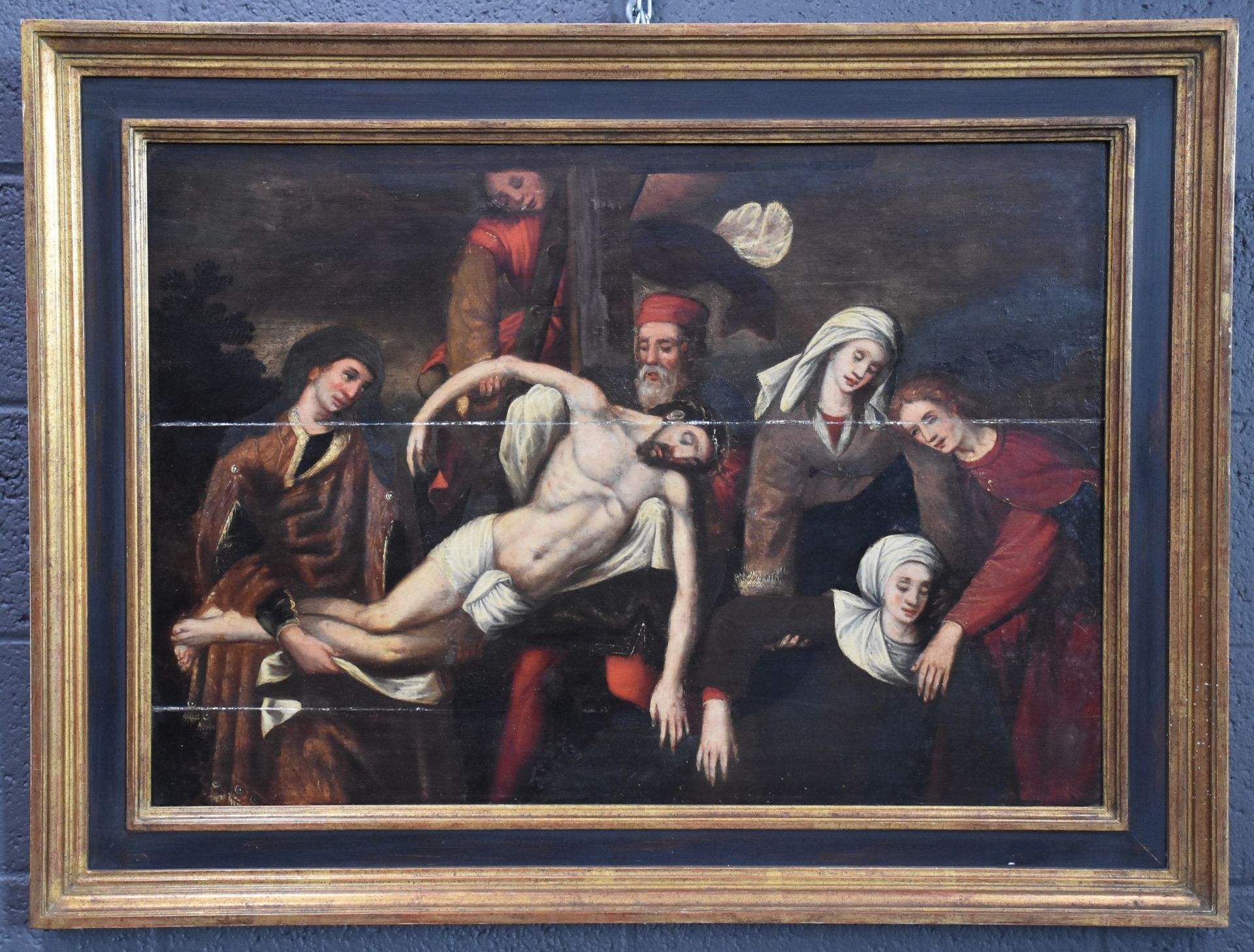 Null Der Abstieg vom Kreuz. Antwerpener Schule, 17. Jahrhundert. Öl auf Platte. &hellip;