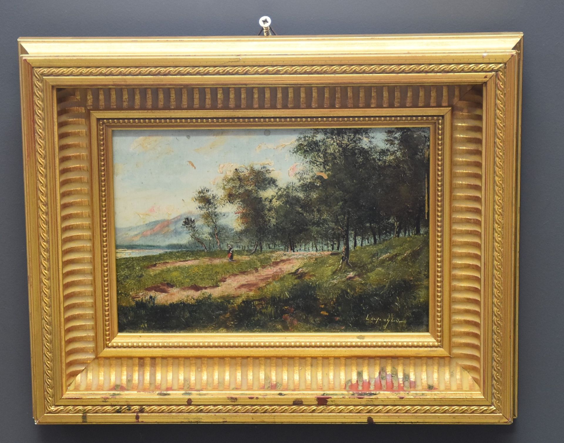 Lapoque, Jules (1826-1889) Jules LAPOQUE (1826-1889) 乡村风景。板上油彩。尺寸：15.5 x 22厘米。