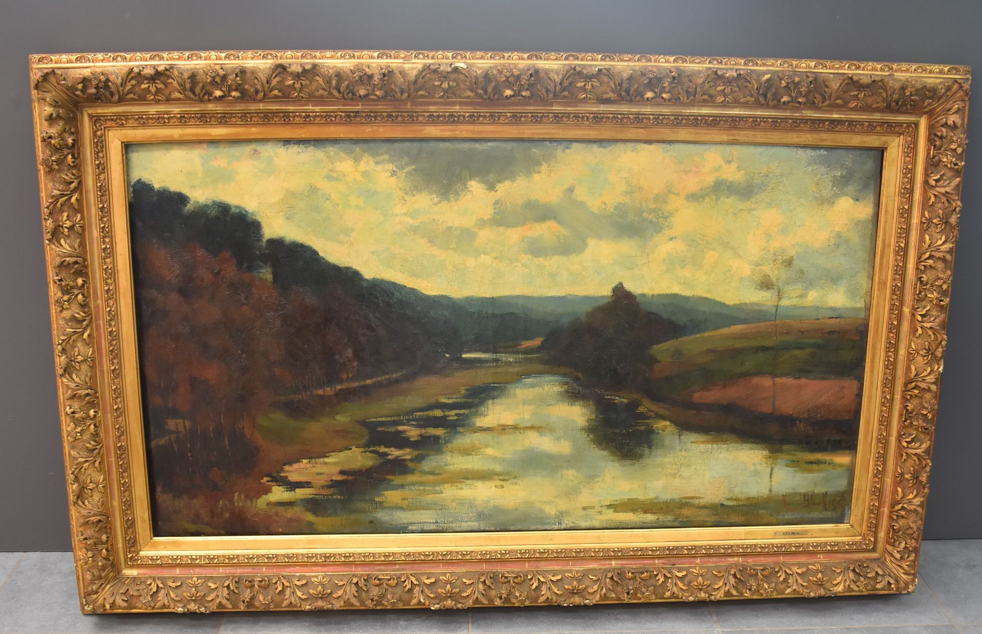 Blieck, Maurice (1876-1922) Maurice BLIECK (1876-1922) 河边的风景。布面油画，有签名和日期，1896年。尺&hellip;