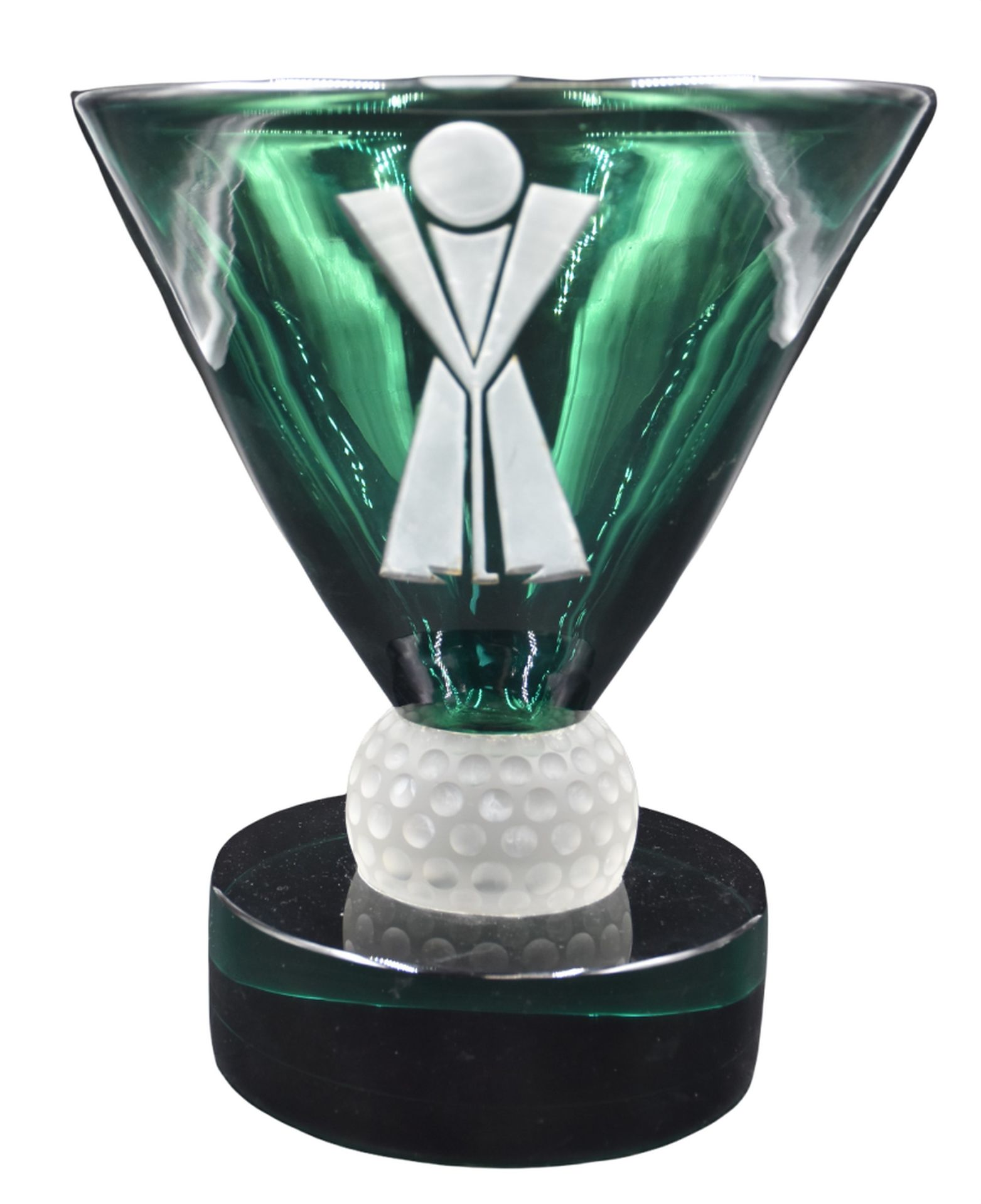 Null Vase en cristal du Val Saint Lambert. Rare vase à trophée de golfeur. Wendy&hellip;