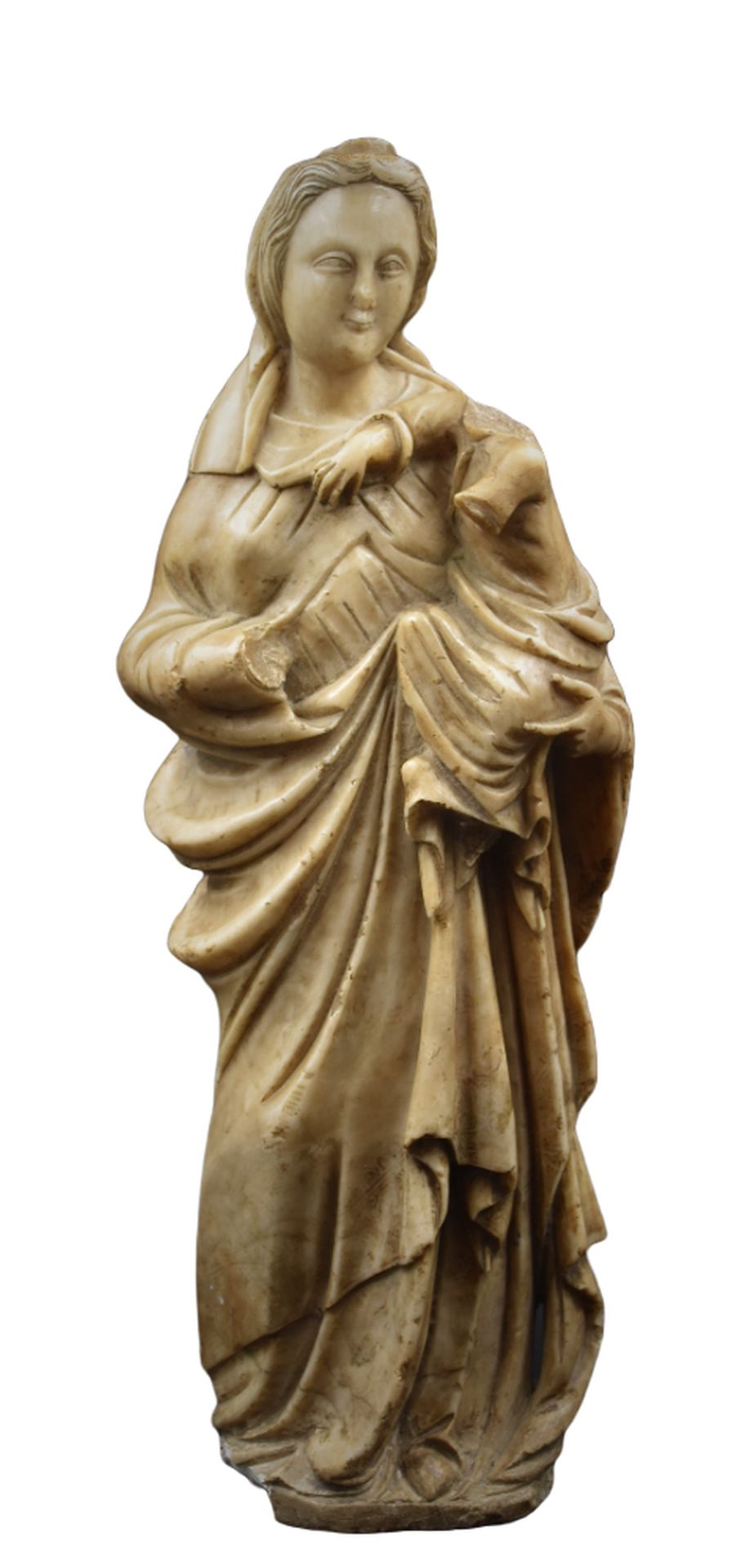 Null Sculpture in alabaster, virgin and child. Period : 16th century. Accidents &hellip;
