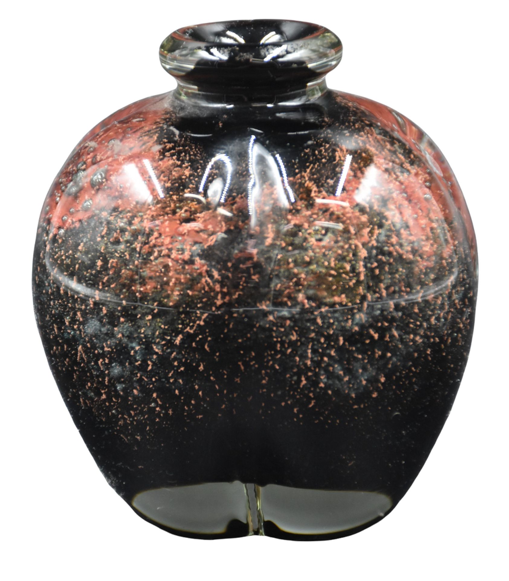 Null Claire MONOD. Vase aus Designerglas mit Glittereinschlüssen. Arbeit um 1970&hellip;