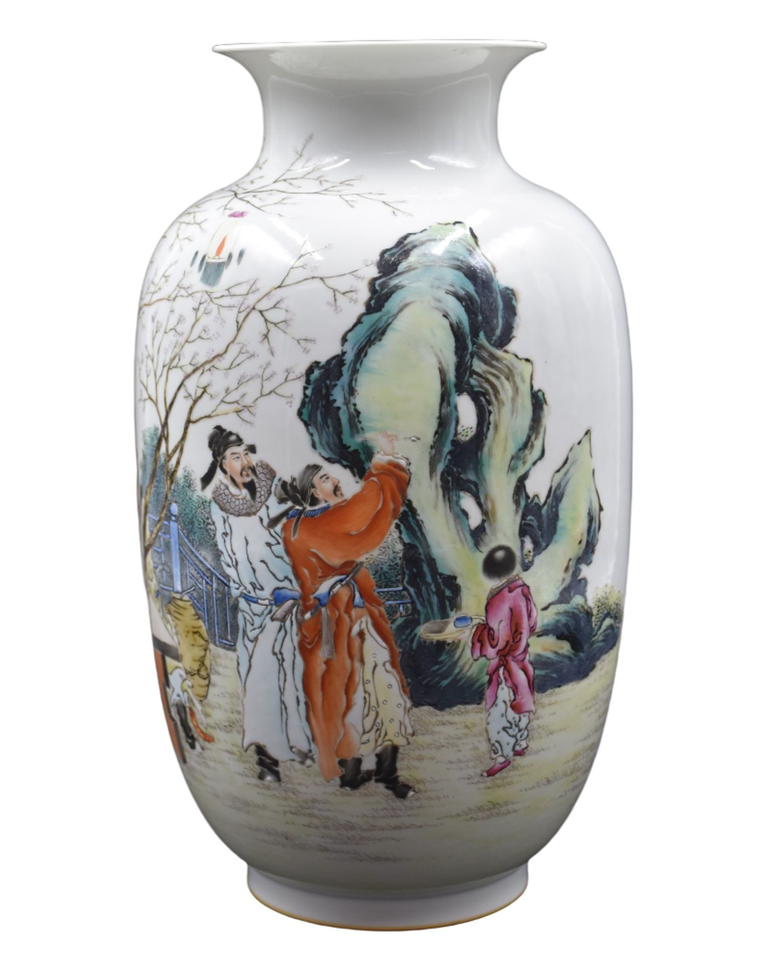 Null Vase aus chinesischem Porzellan mit Dekor von Weisen am Tisch und einem Wei&hellip;
