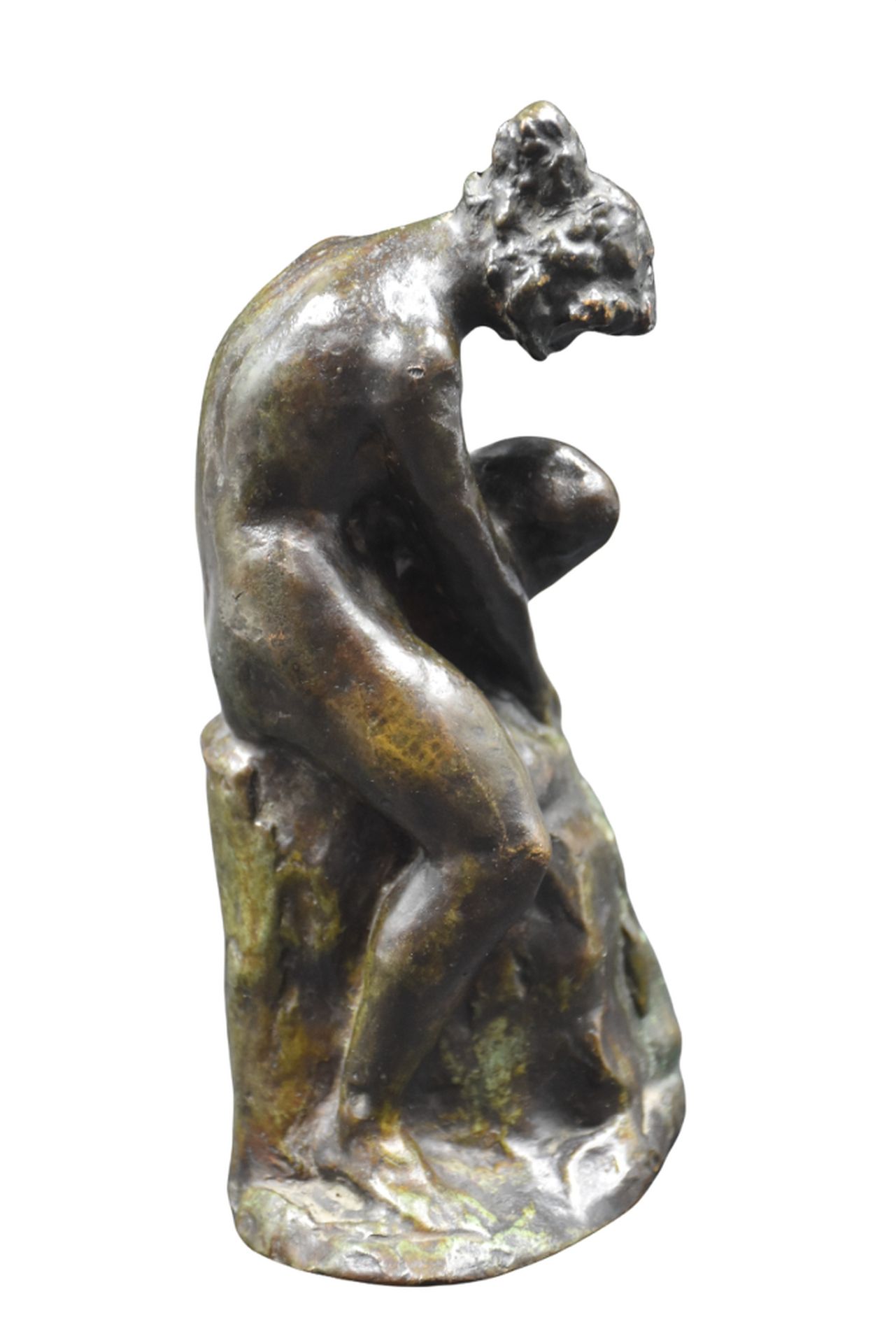 L. PLACE. L. PLACE. Female nude on a rock. Bronze with lost wax. Green patina. F&hellip;
