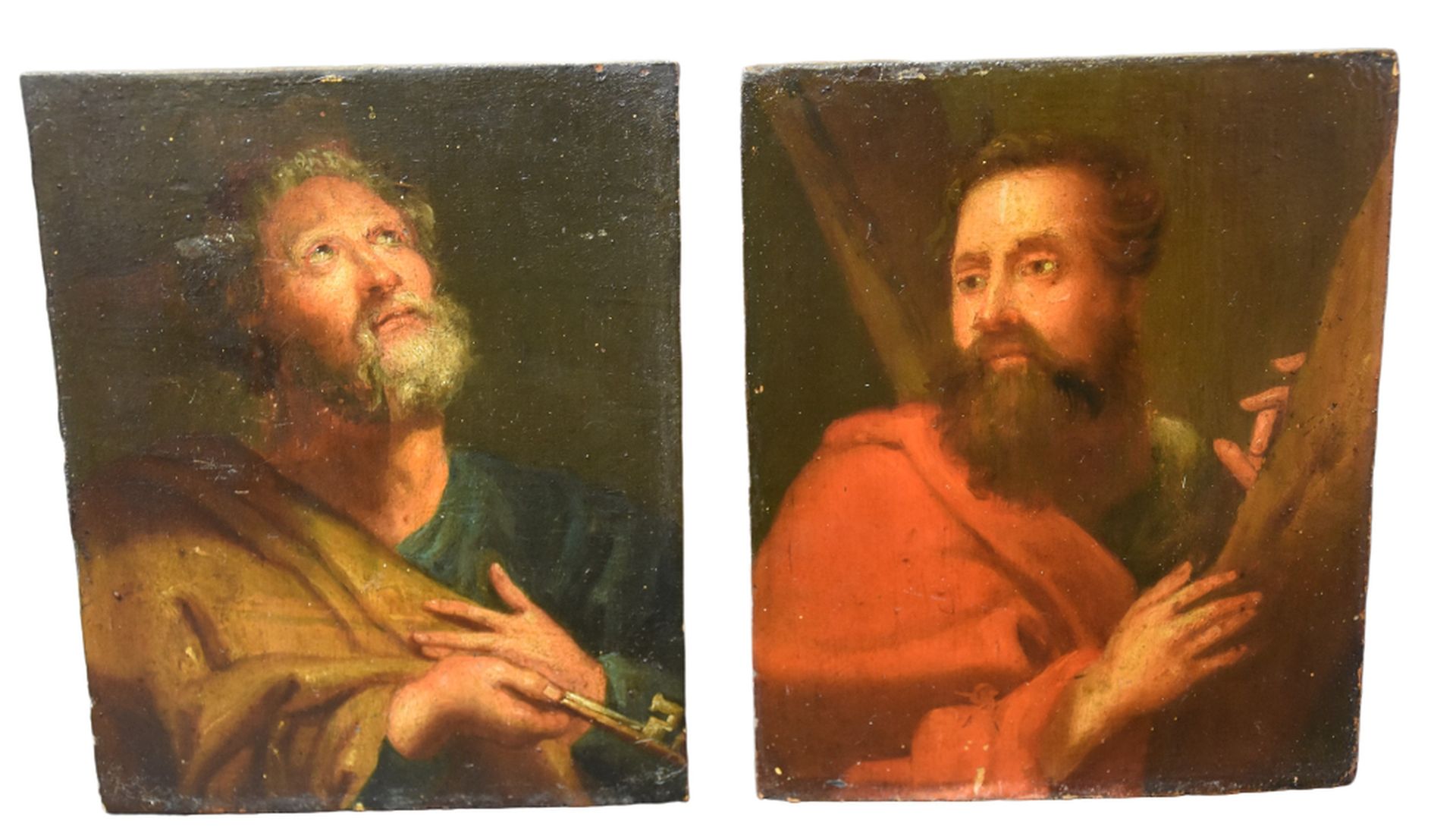 Null 
Saint Pierre et Saint André. 

Paire de peintures à l’huile sur panneaux d&hellip;