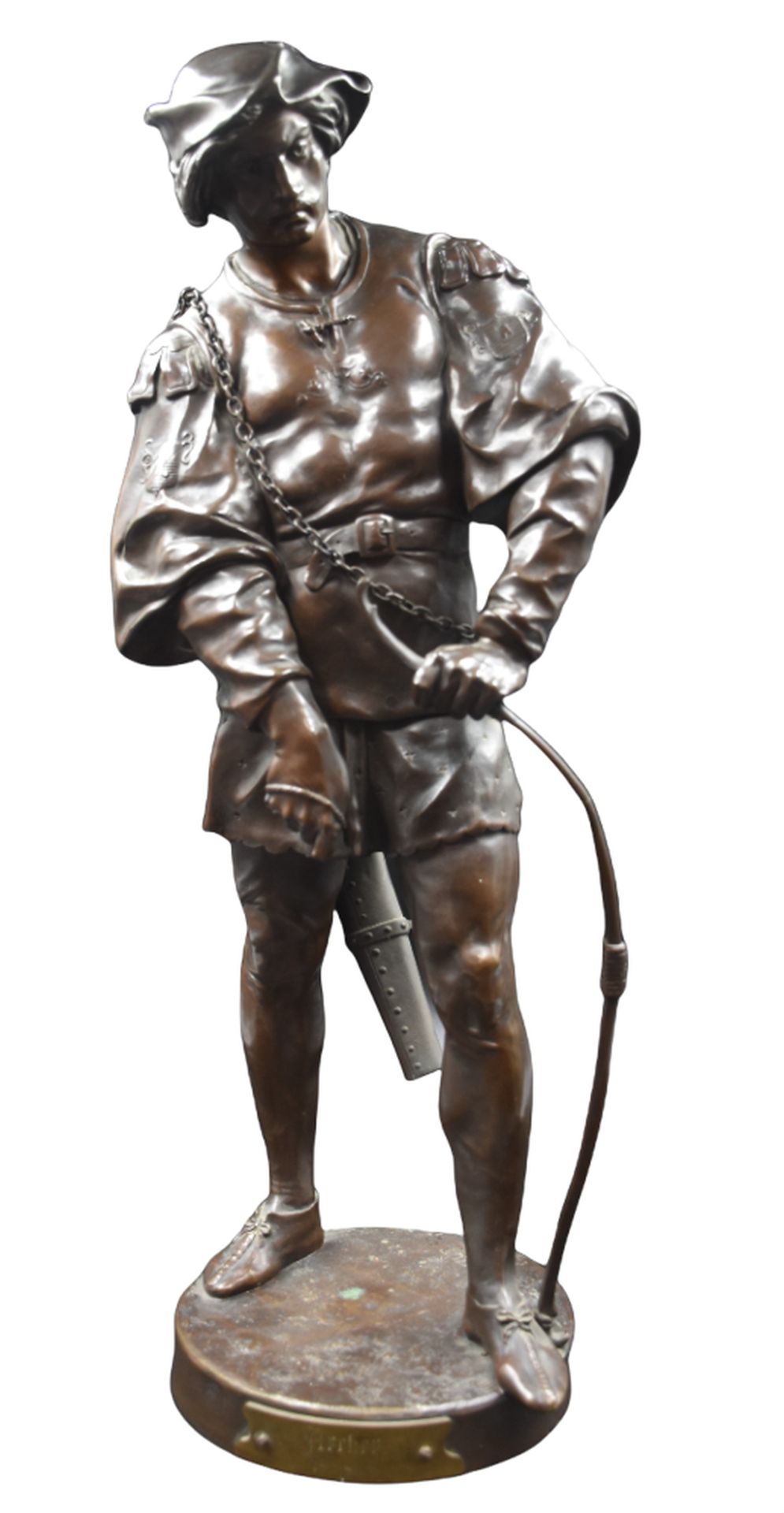 Emile Picault (1833-1922) 埃米尔-皮科特（1833-1922）。那个弓箭手。青铜，带有棕色的铜锈。箭筒的末端不见了。高度：64厘米。 &hellip;