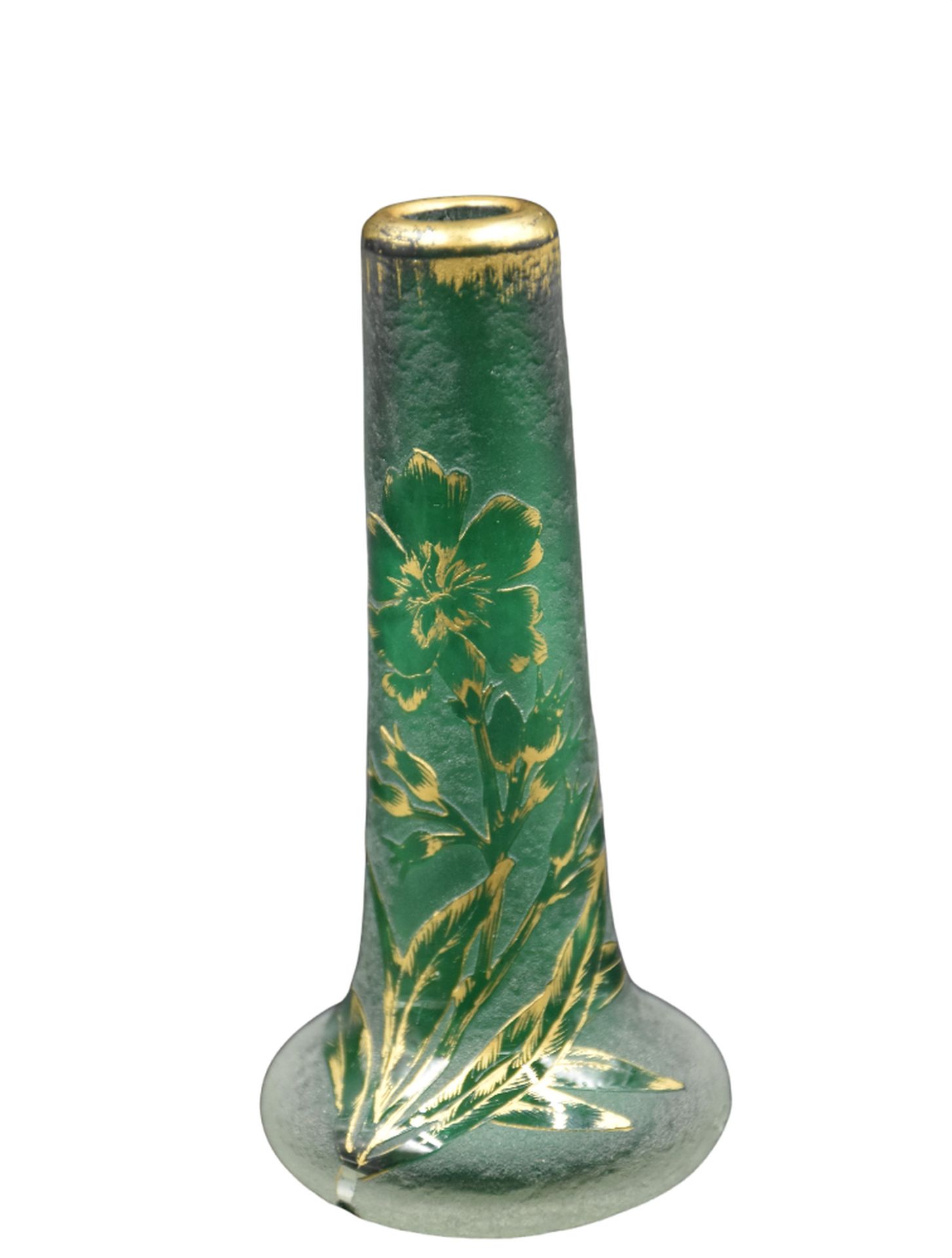 Antonin DAUM (1864-1930) 安东尼-道姆（1864-1930）。小型酸蚀花饰，用黄金强化的花朵。高：12厘米。 

荷兰：安东尼-道姆（1&hellip;