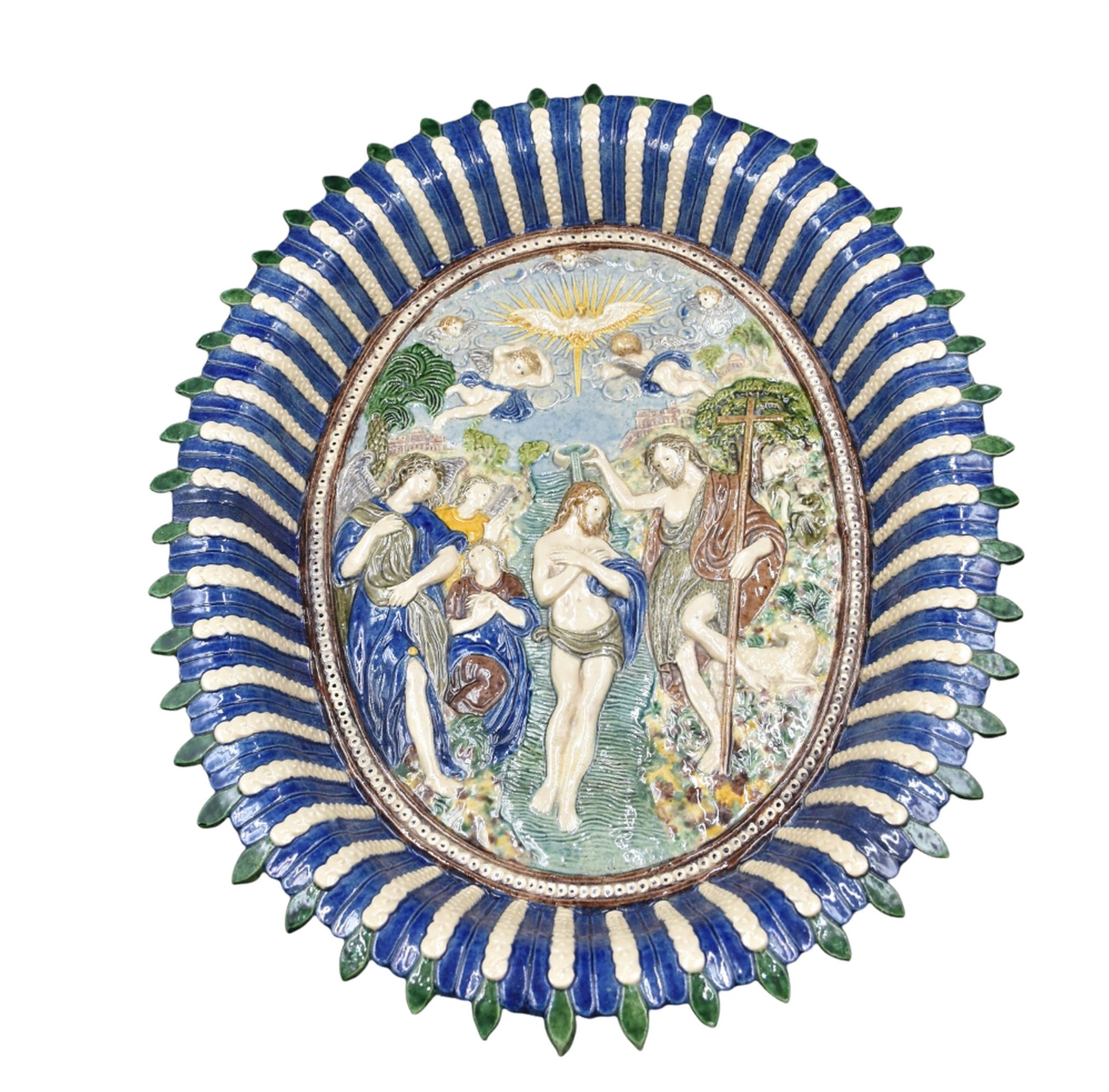 Null Suite de Palissy, Francia XIX secolo. Piatto in maiolica decorato con il ba&hellip;