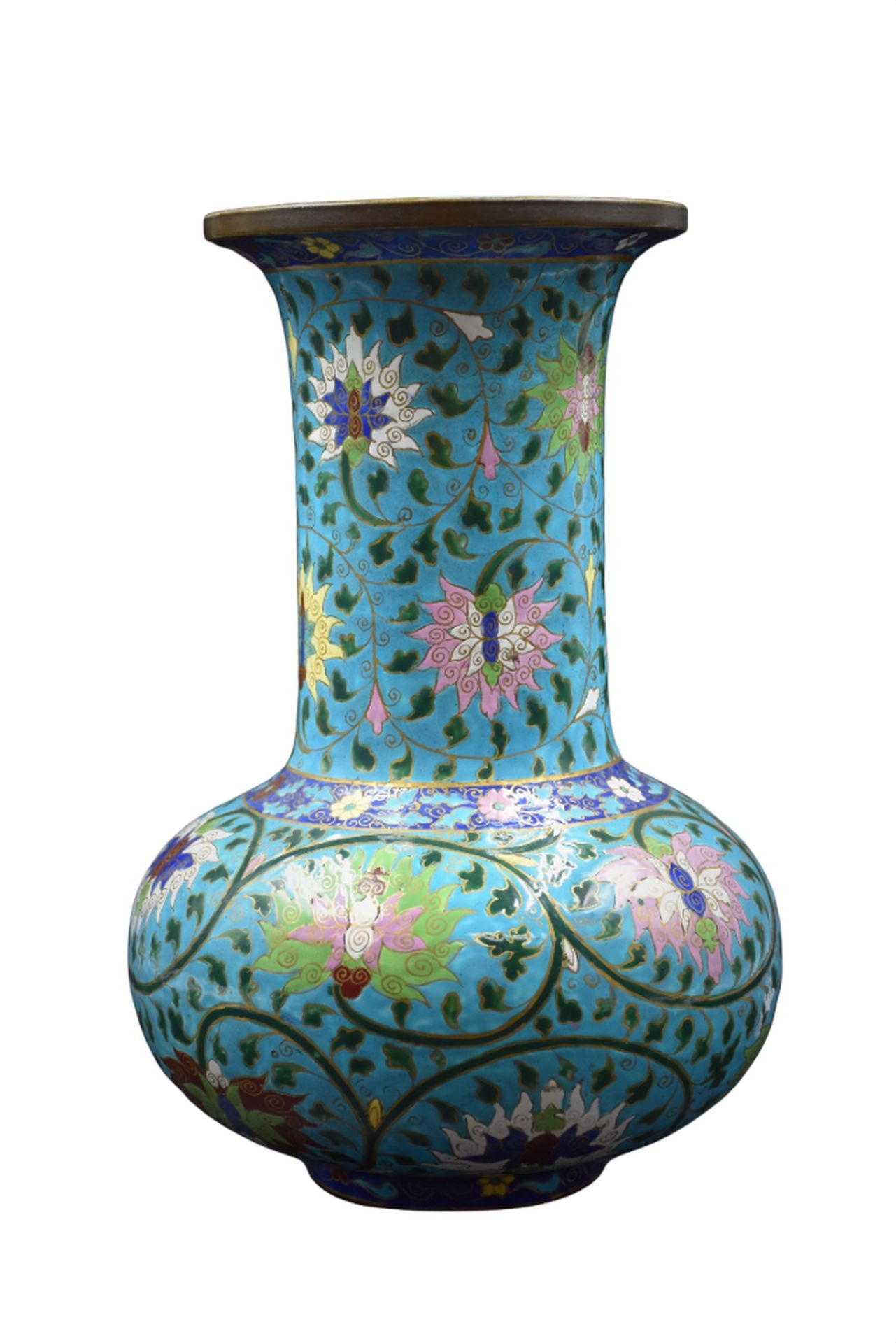 Null 克里尔-蒙特罗陶器花瓶，用景泰蓝珐琅彩装饰，色彩斑斓。高度：36厘米 

荷兰：Creil Montereau的Faience van vaas，采用&hellip;
