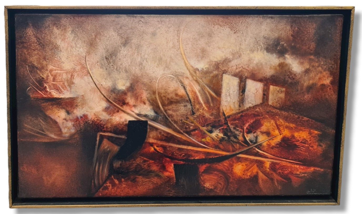 Dre´ AERTS (né en1951). 
雅克-齐默尔曼（生于1929年）。

"对丝绸的热情"。2000年3月。

布面油画。

尺寸：35 x 22&hellip;