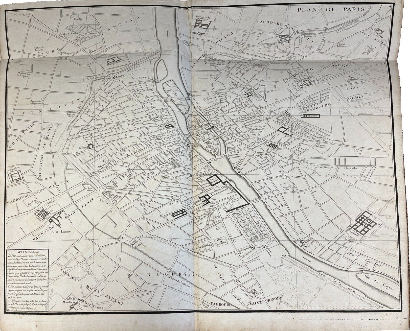 TURGOT (Michel-Étienne) 图尔戈（Michel-Étienne）。巴黎的地图。S.L.[巴黎]，1739年。大对开本，大理石花纹小牛皮，镀&hellip;