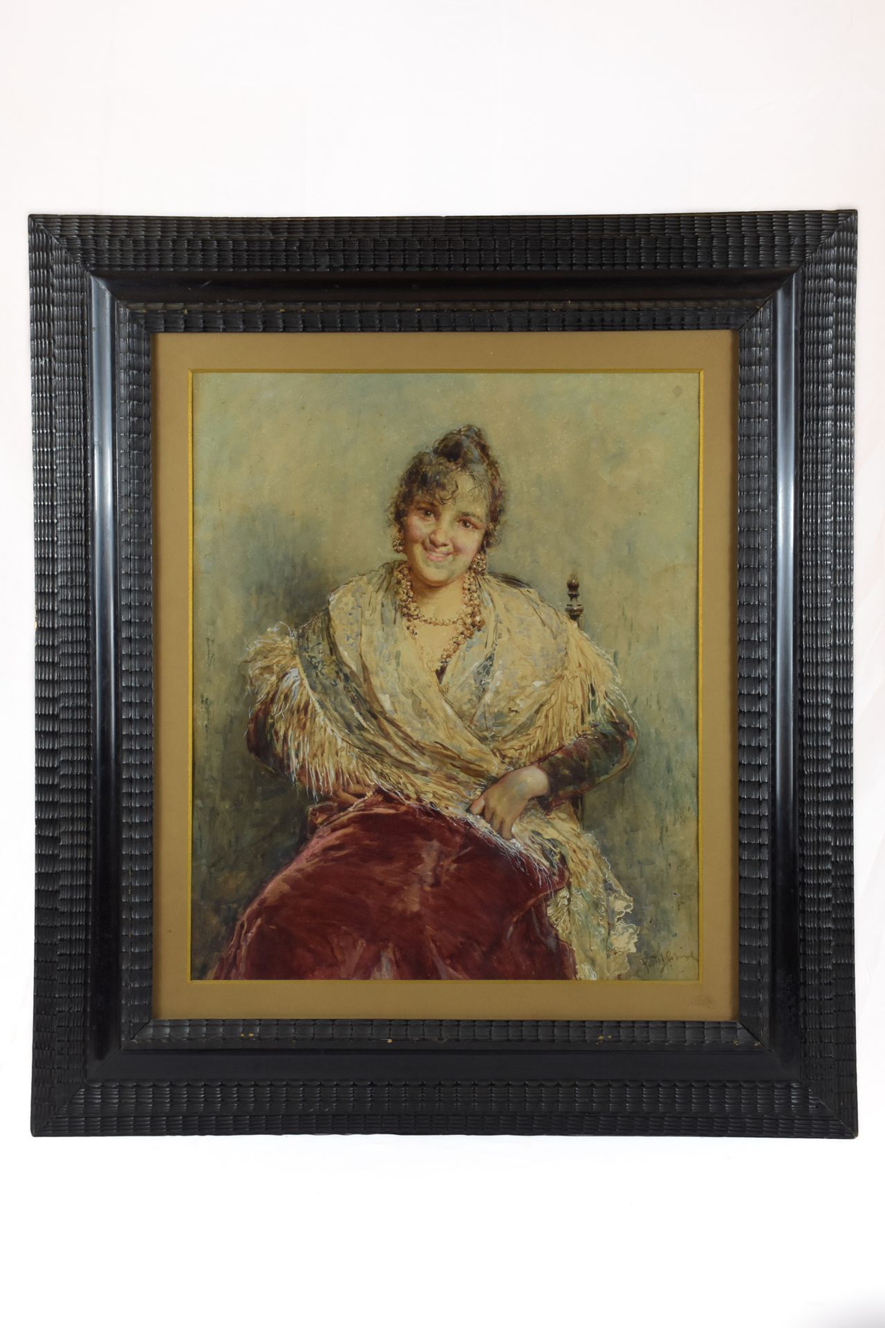 Null Postiglione, Luca Portrait of a maiden. Signed at lower right. Framed. 56 x&hellip;