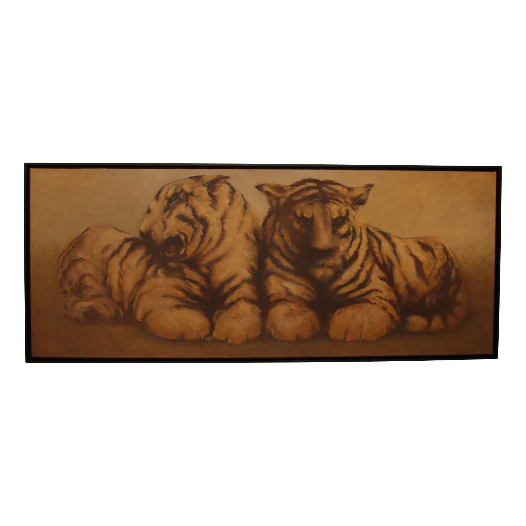 Null 1 布面油画装饰画，未知艺术家，P.Jouve的风格，"老虎"，有美国框架。

21世纪

带框架的尺寸：宽154×高64厘米



重要信息。


&hellip;