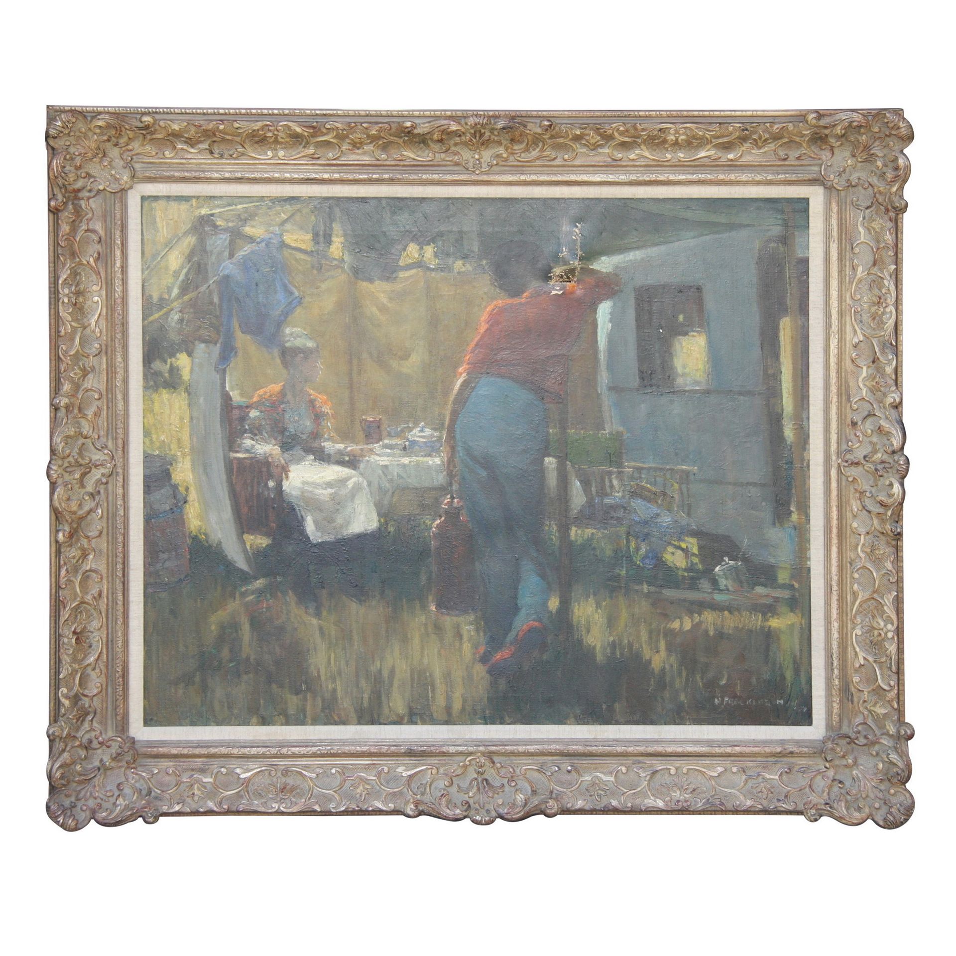Null Oil painting on canvas, "The Circus People" signed Harold FRECKLETON (1890-&hellip;