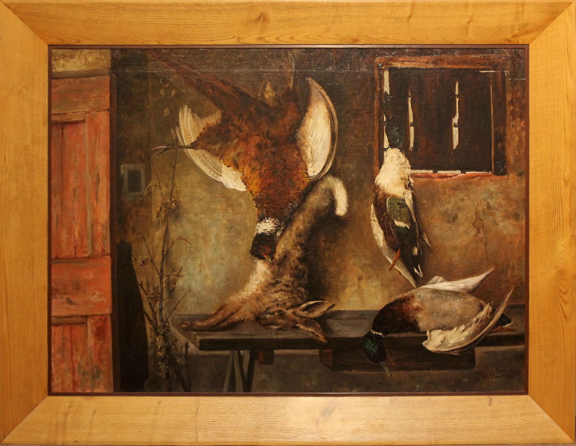 Null 1 Tableau nature morte “Lièvre et canards” de Oreste COSTA (1851-1901), ave&hellip;