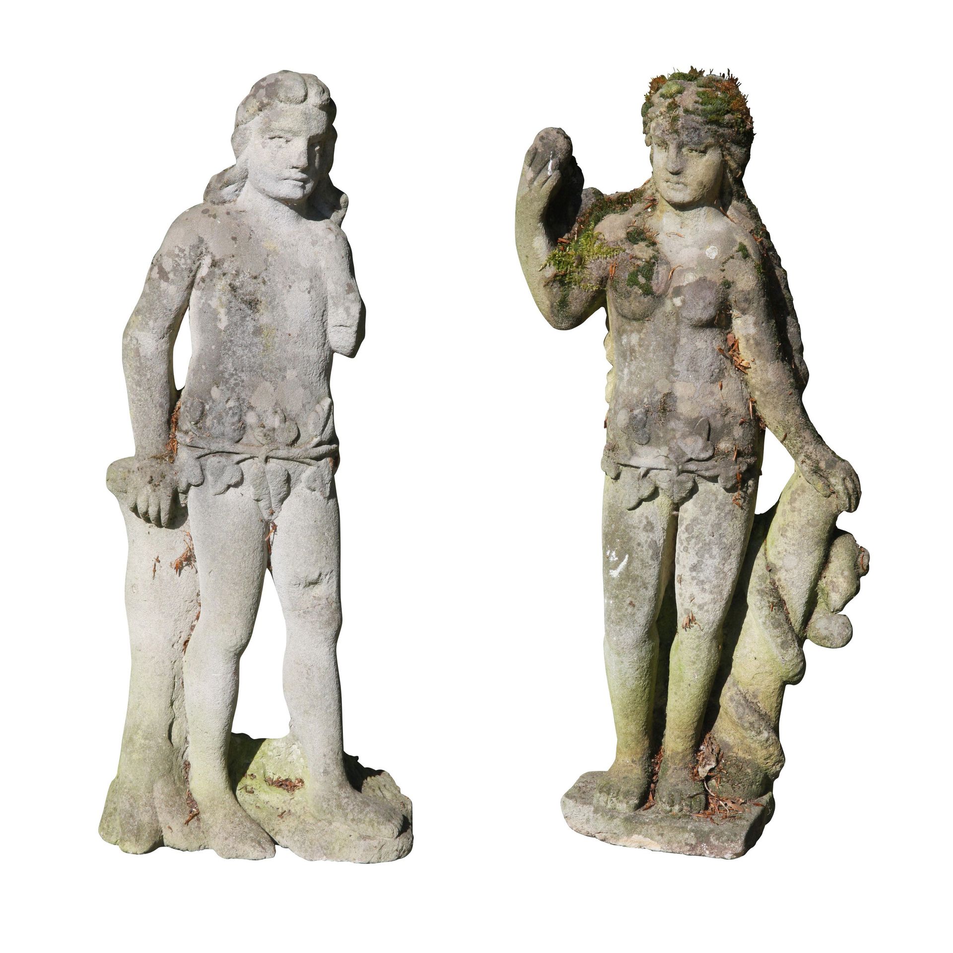 Null 1对 "亚当和夏娃 "石雕。

年代：20世纪，可能是19世纪。

尺寸：夏娃：宽33×高85×长15厘米，亚当：宽40×高82×长15厘米



重&hellip;