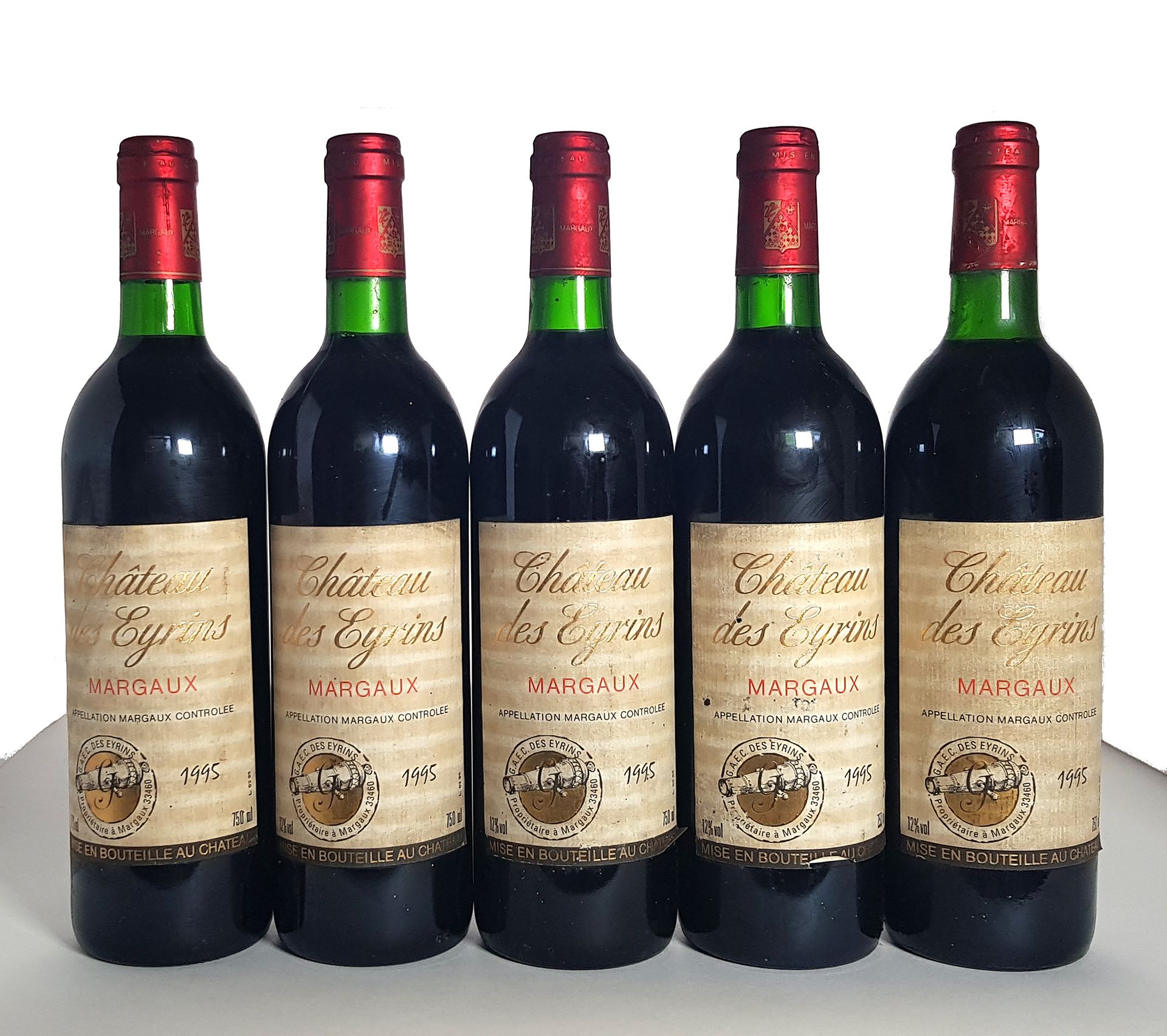Null 5 bouteilles Margaux, Château les Eyrins, 1995 (4 B.G ou mieux et 1 T.L.B; &hellip;