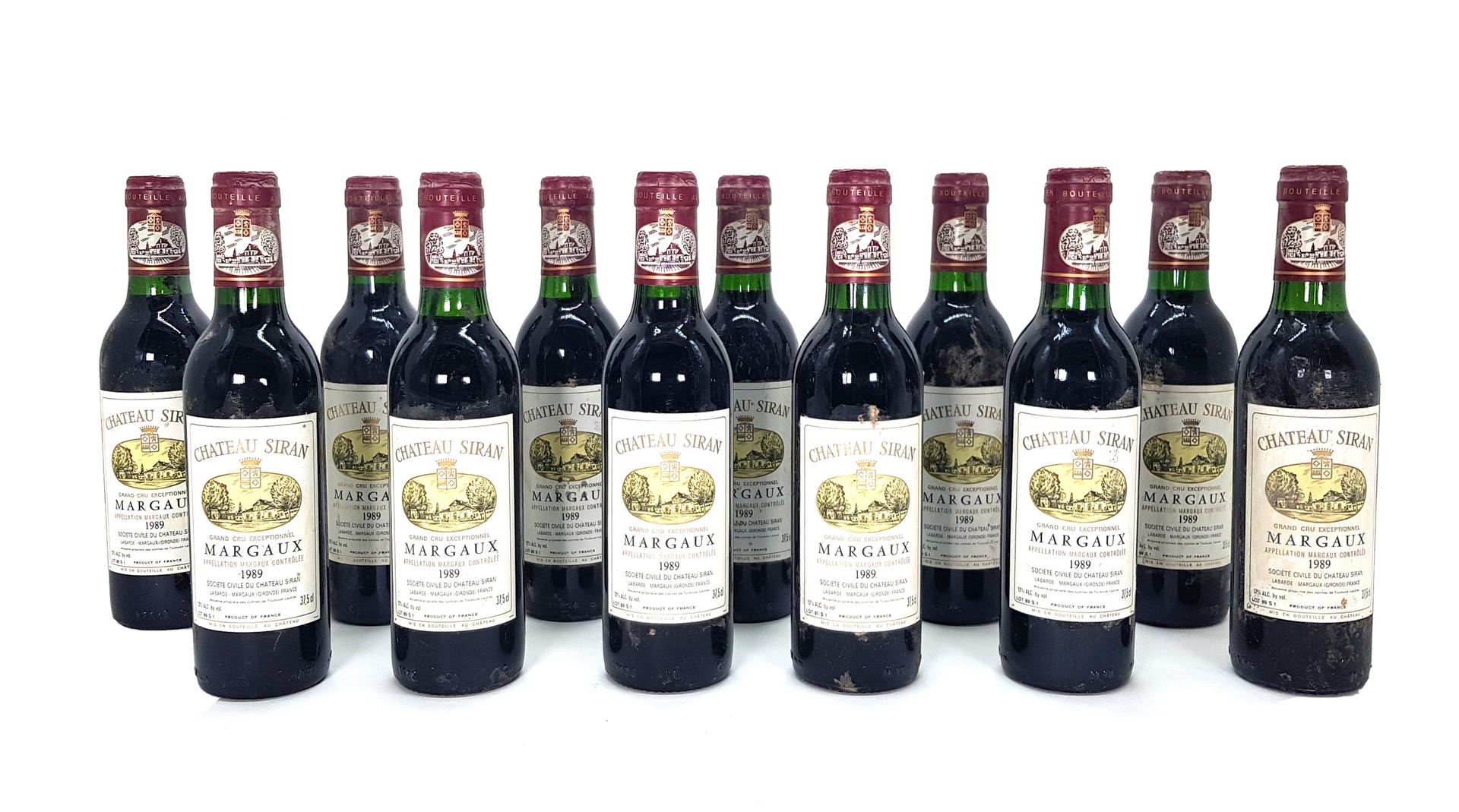 Null 12	 1/2 bouteilles 	Château Siran	 1989, 	Margaux 	(T.L.B ou mieux) 	(e.L.S&hellip;