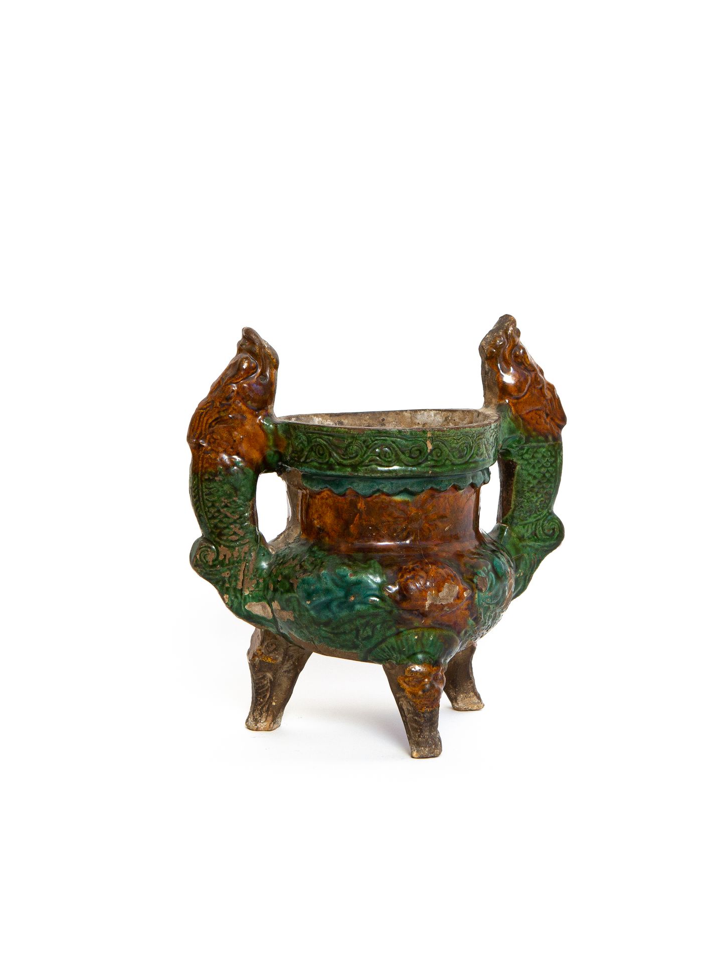 Null Chine, dynastie Ming 

Brûle-parfum tripode en céramique à glaçure Sancai (&hellip;