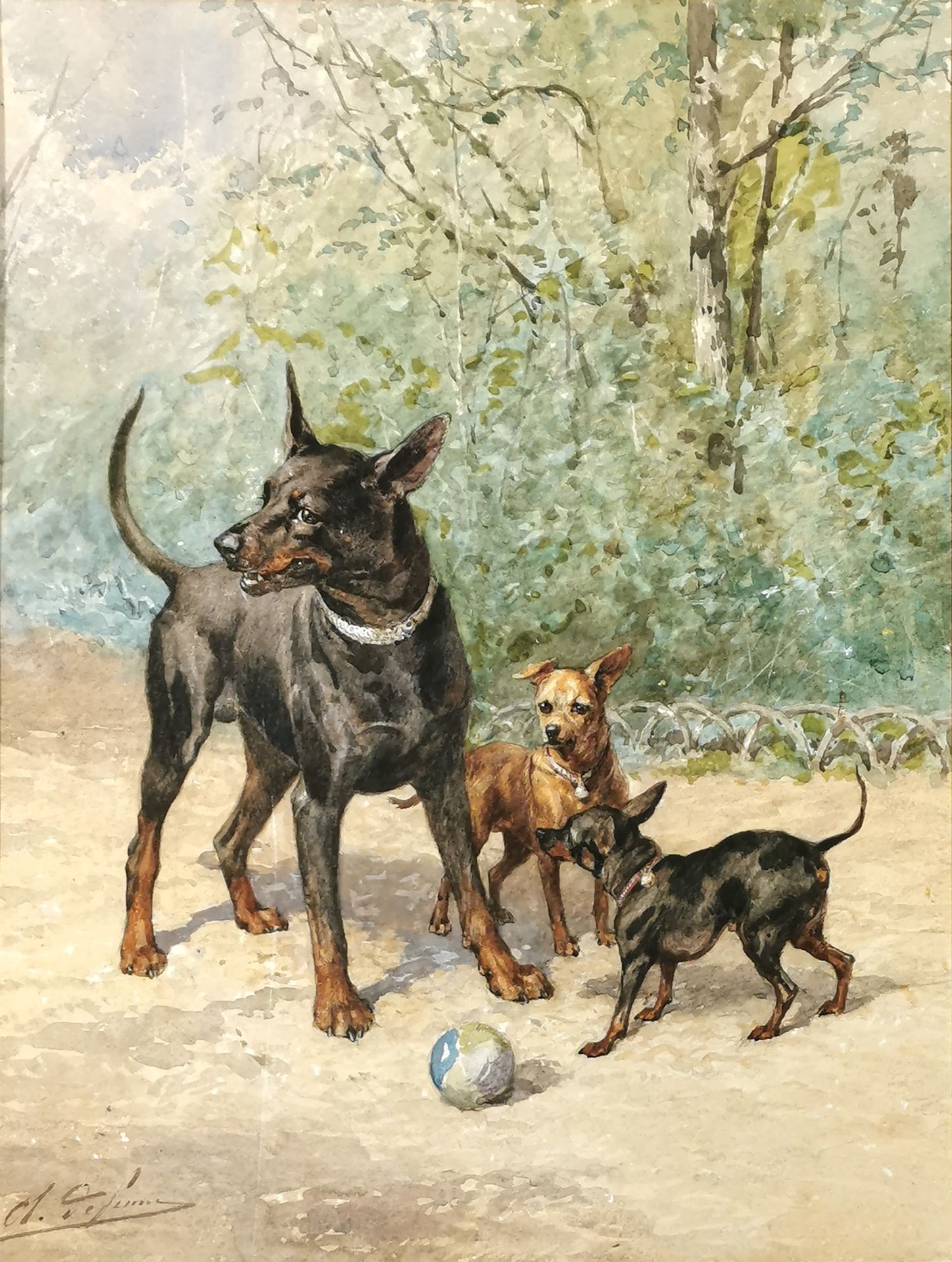Null 
Charles Olivier de PENNE (1831-1897)





Spielende Hunde





Aquarell au&hellip;