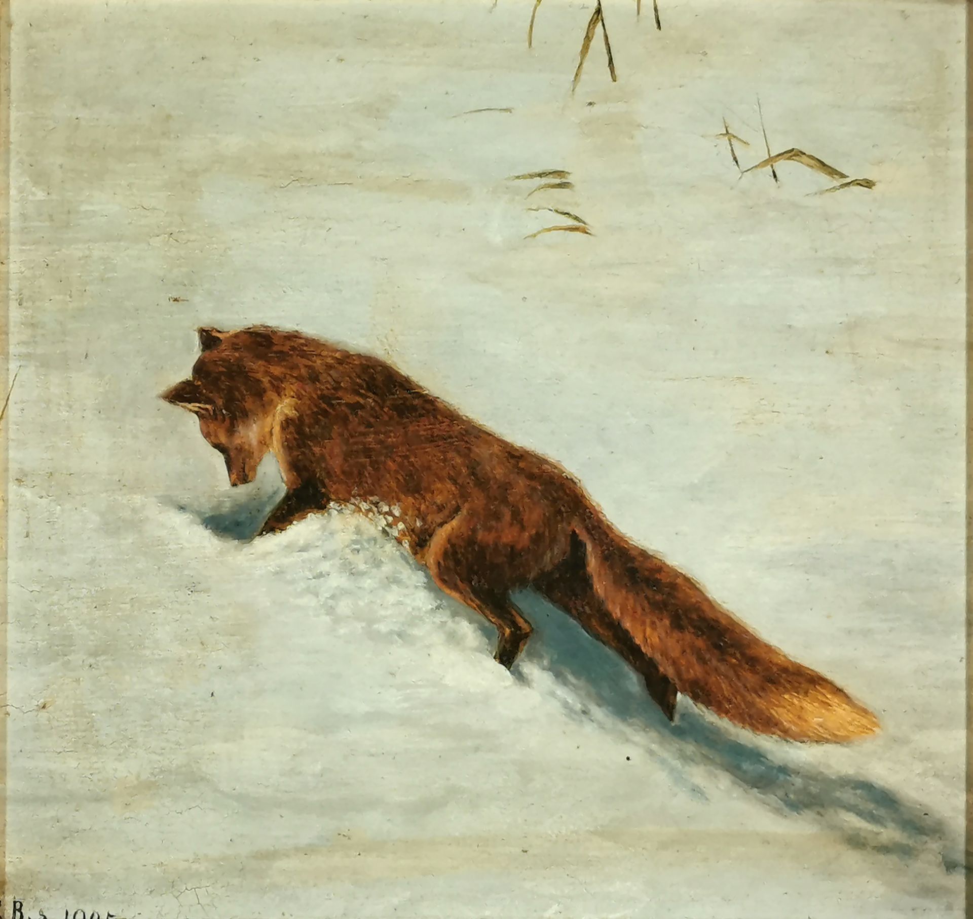 Null 20世纪的学校

雪中的狐狸

板面油画，有 "F.B.S "字样，日期为1905年

24 x 25,5 cm 正在观看

有框