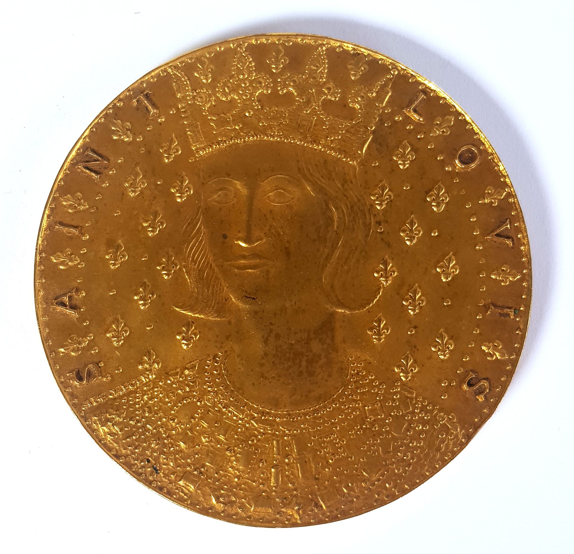 Null 阿尔伯特-德-耶格尔(1908-1992)，雕塑家-医学家

圣路易逝世七百周年镀金铜质纪念章，1270-1970年

直径9,3厘米