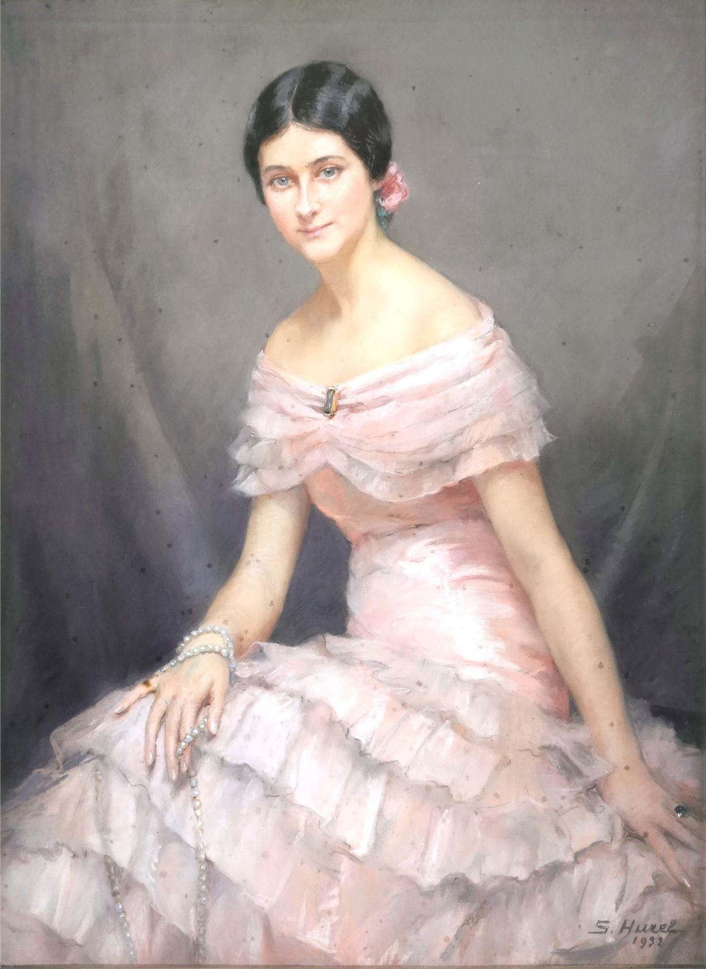 Null 苏珊娜-胡乐 (1876-1956)

M.M. Asselineau小姐的肖像，1932年

已签名并注明日期的粉彩画

背面的标签是 "女性画家和&hellip;