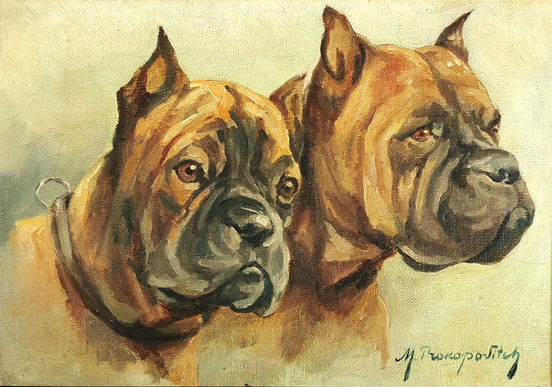 Null 迈克尔-普罗科波维奇 (约1850-1925)

大丹犬的画像

签名的布面油画

24 x 33 cm

有框